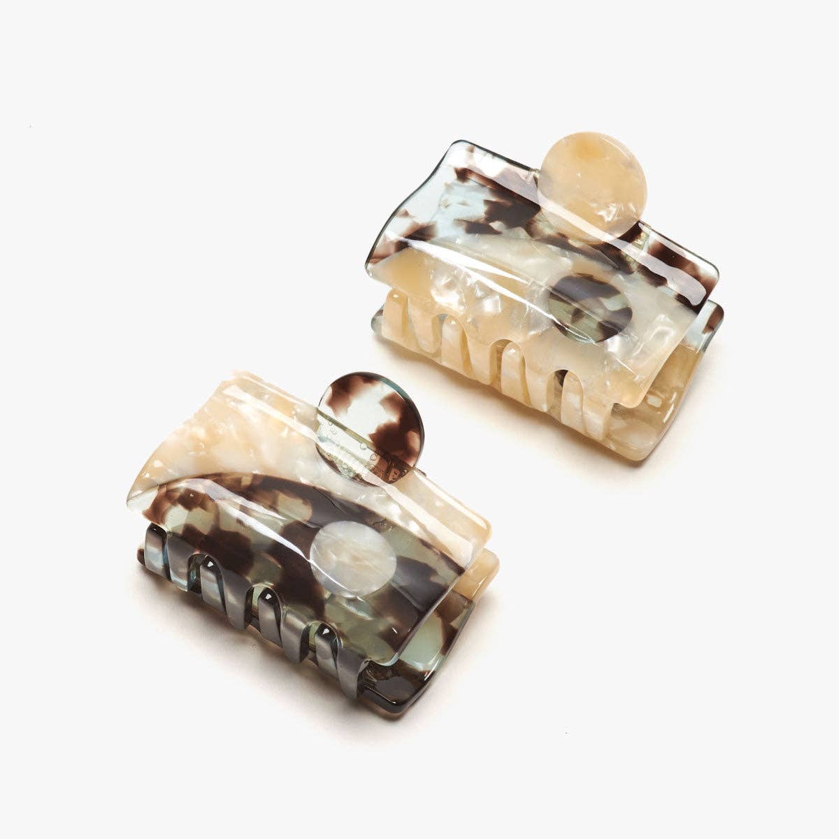 Blue Tortoise Shell Acetate Yin Yang Small Hair Claw Set