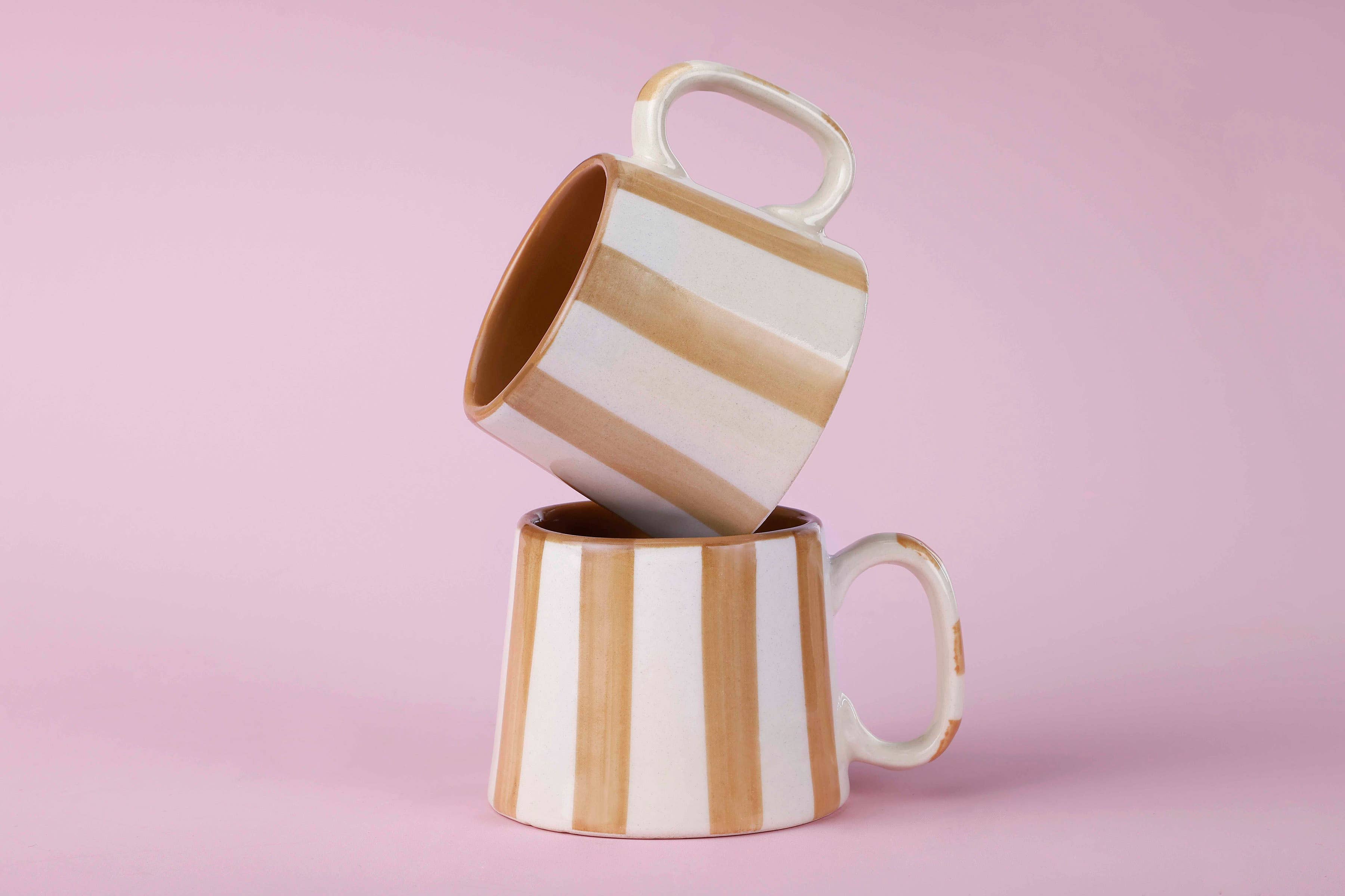 Ceramic Brown Stripe Coffee cup- 220ml