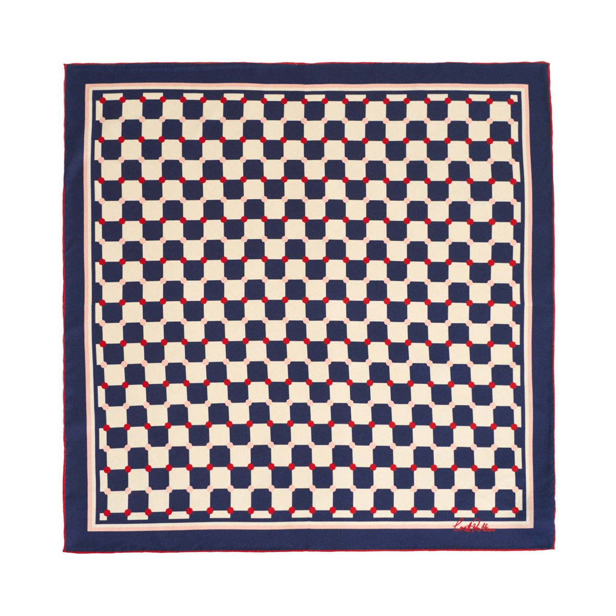 "Checkerboard" Silk Bandana Scarf - Blue