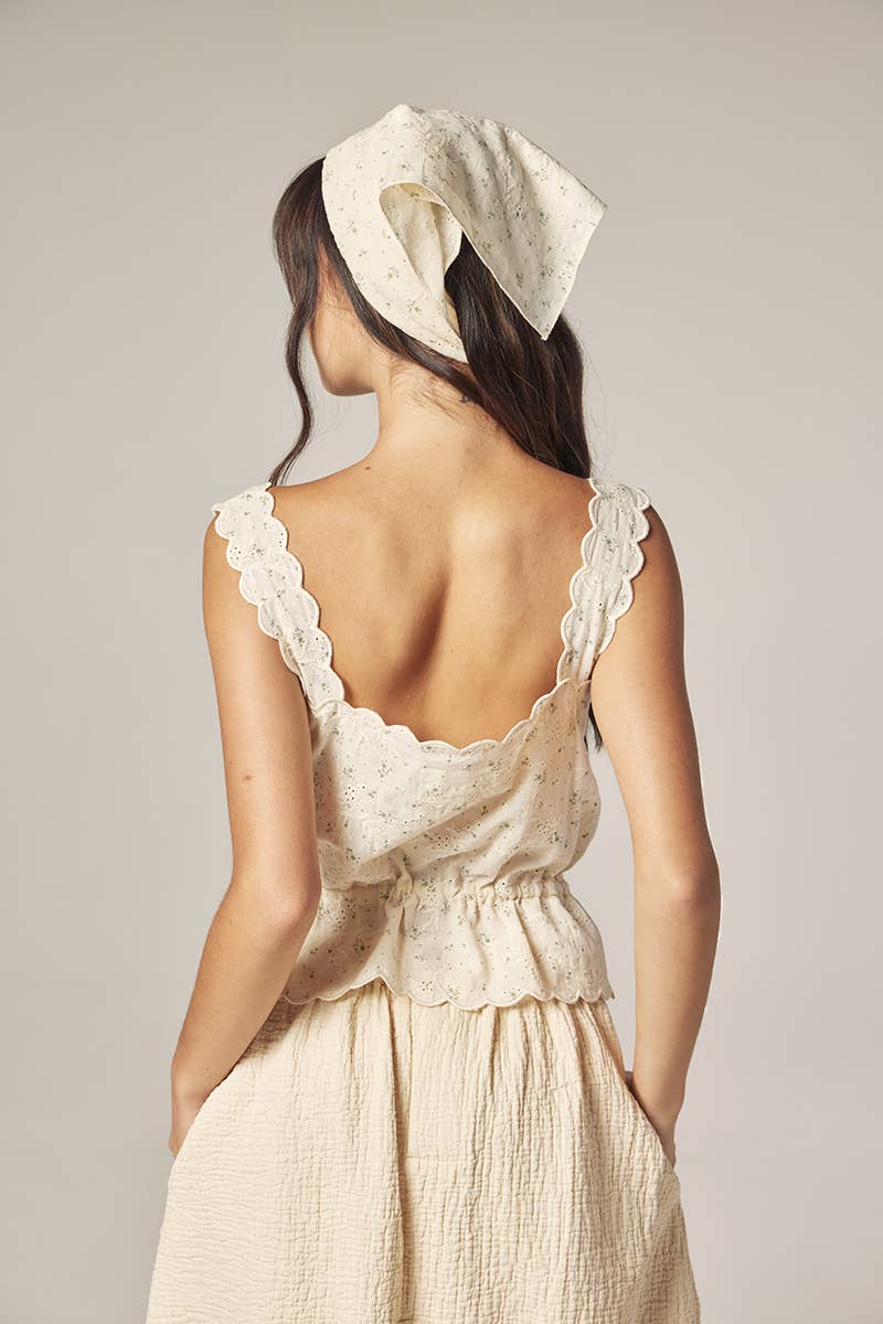 Scallop Lace Tie Top