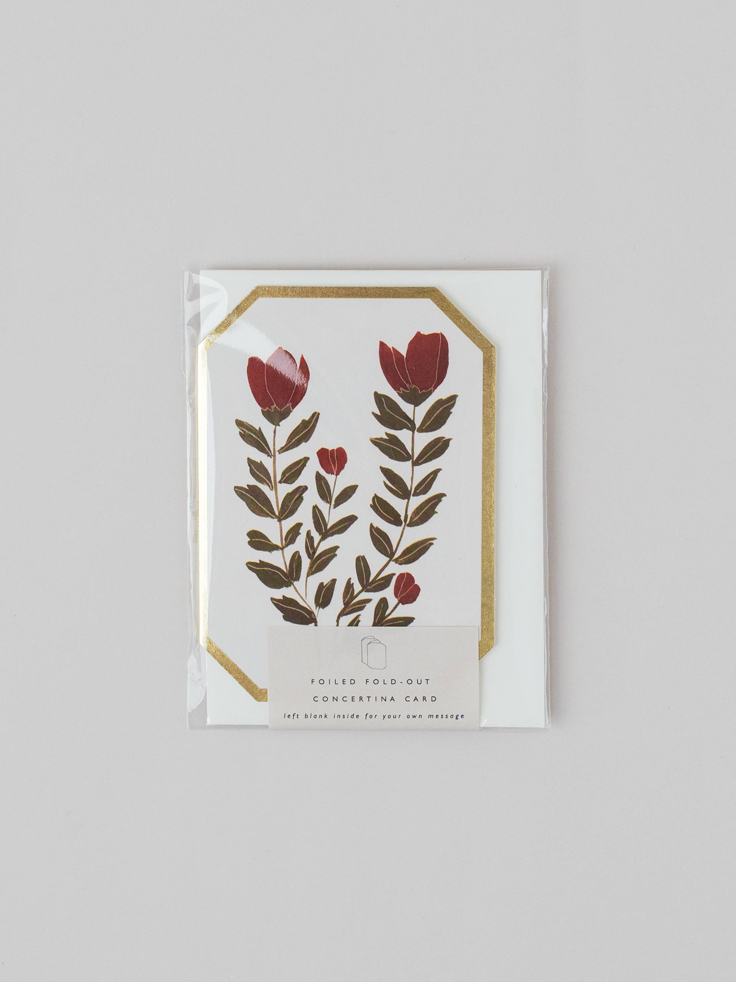 CONCERTINA BOTANICAL RED FLOWER DIE CUT MINI CARD