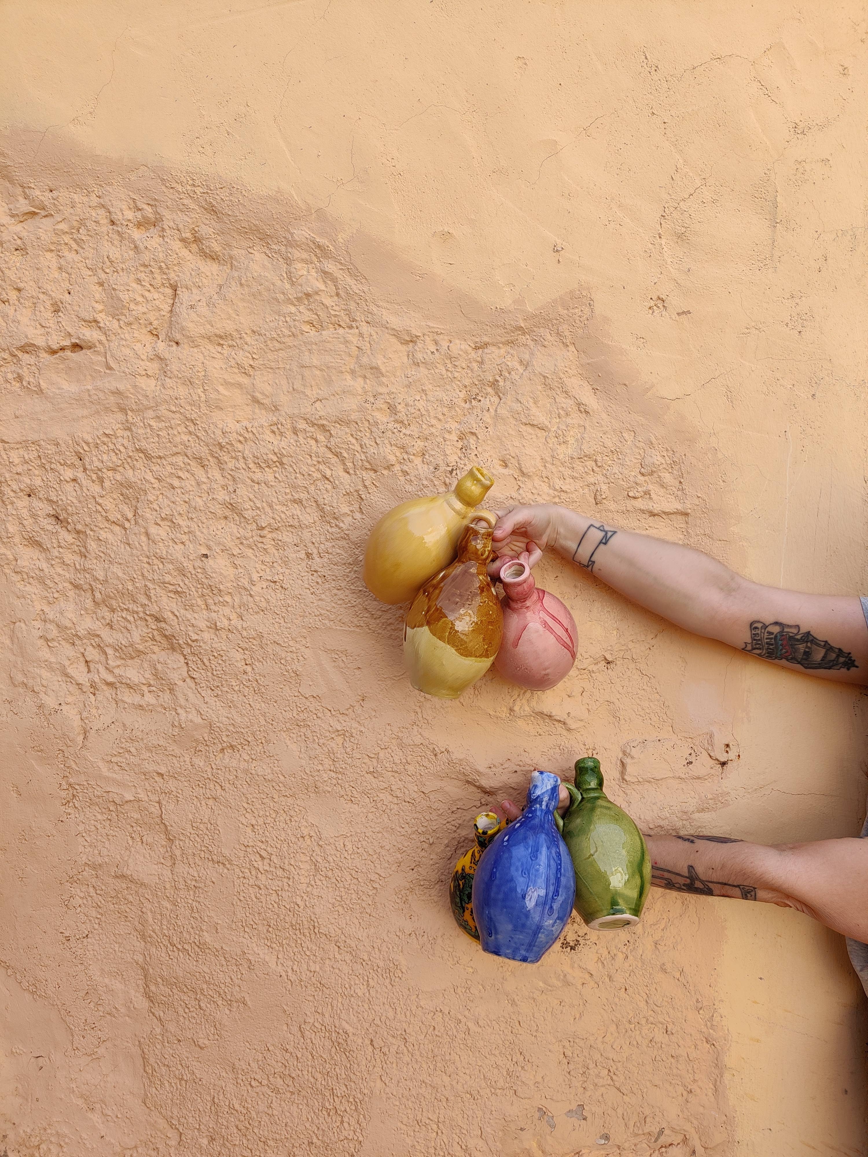 Ceramic olive or vinegar bottle handmade in Spain -