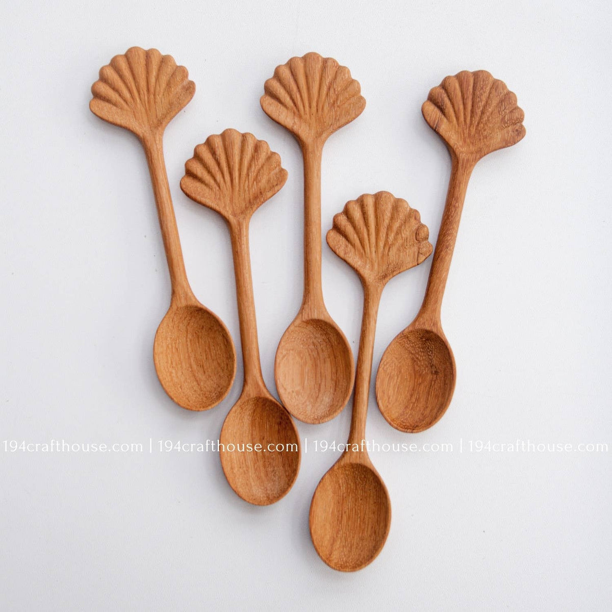 Hand Carved Seashell Shaped Wood Spoon - Home Decor & Gifts