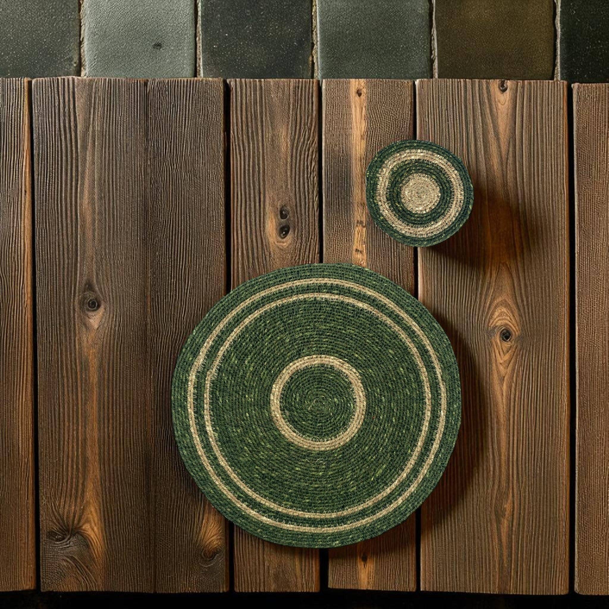 BRITISH COLOUR STANDARD Seagrass Placemat 12.25" in Olive Green / Natural Set of 4