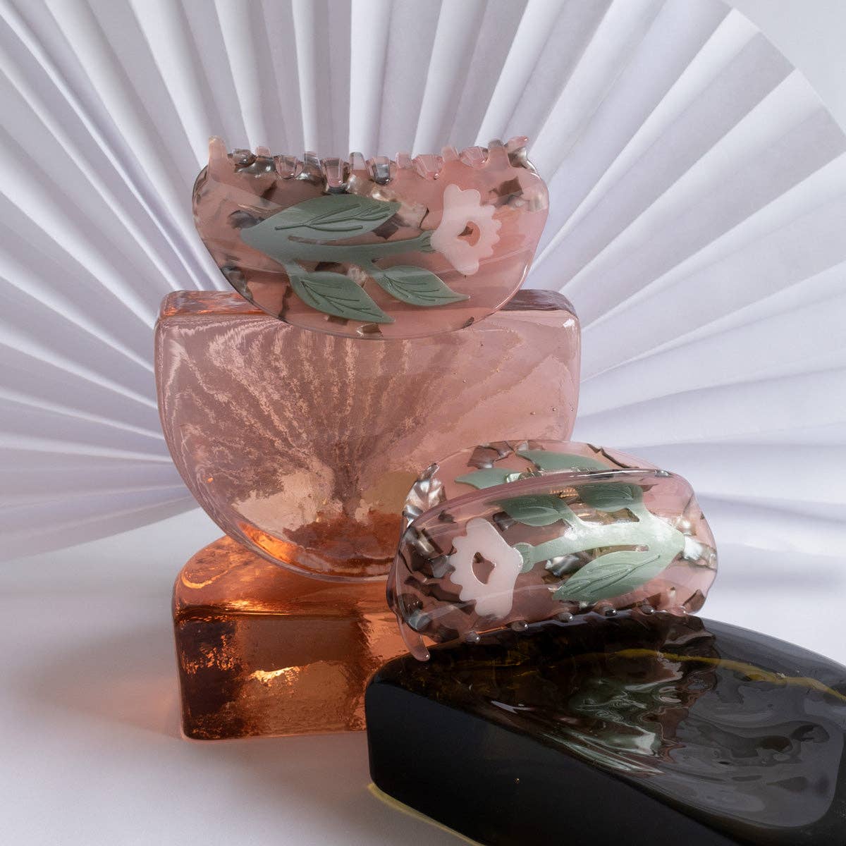 Woodland Sorrel Flower Hair Claw in Frosted Pink Acetate