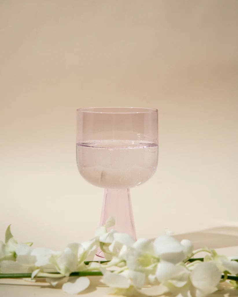 Aria Pink Glass Dessert Bowls - 3 x 5.75 Inches, 9.45 oz