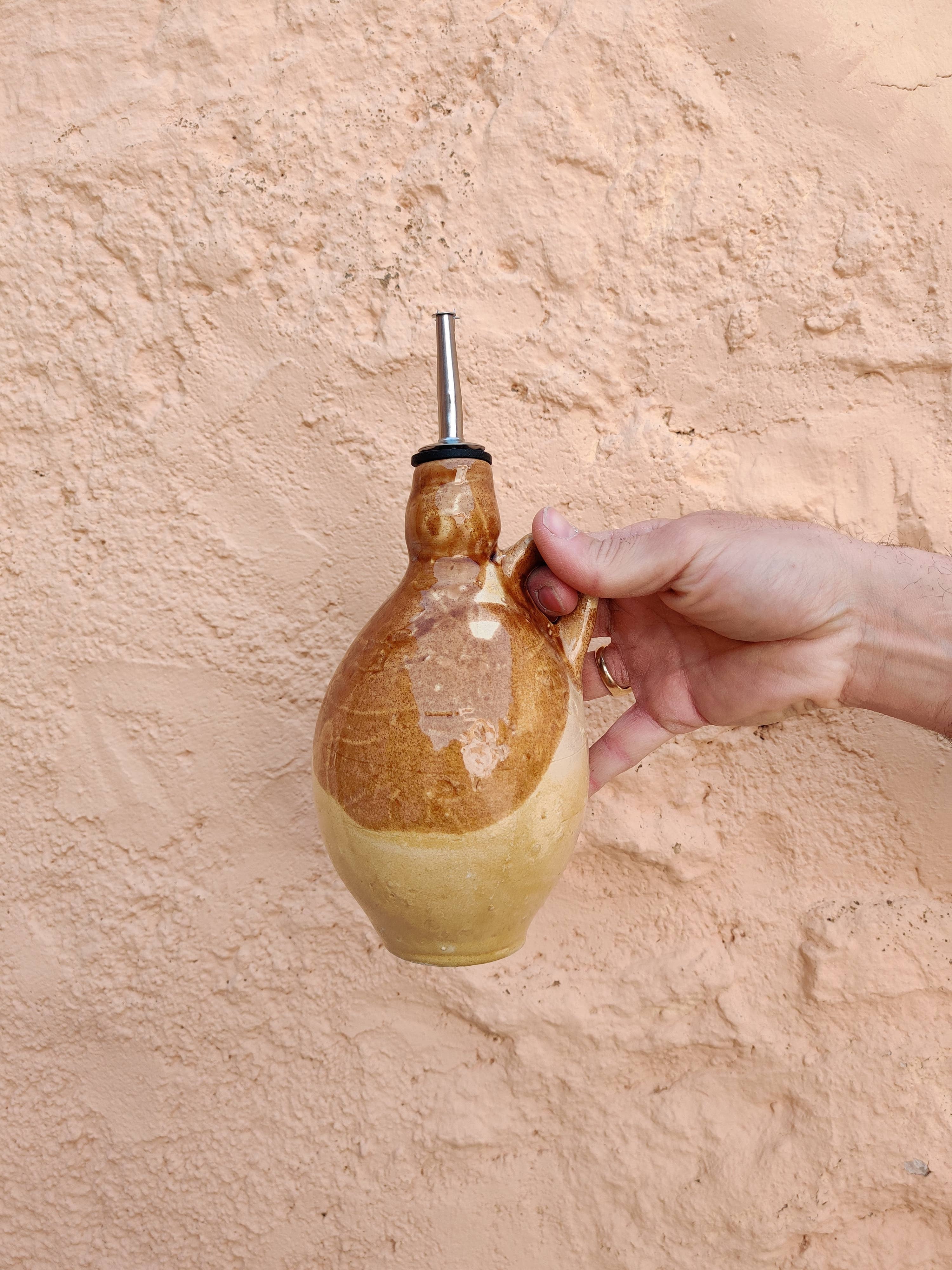 Ceramic olive or vinegar bottle handmade in Spain -