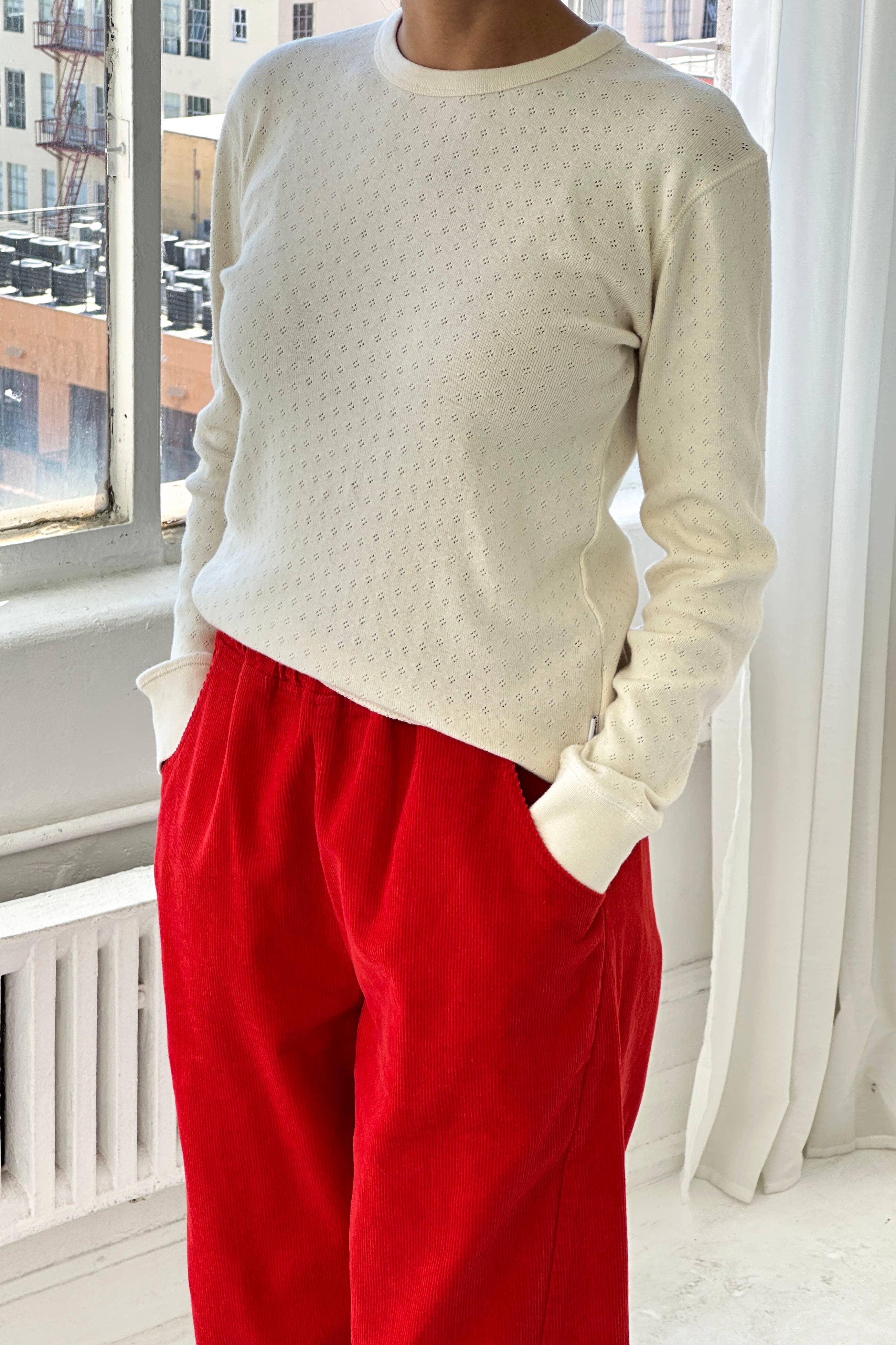 Pointelle Fundamental Tee (2S-2M-1L): RED APPLE