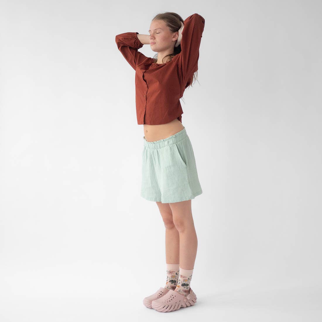 Indian Pink Button Sock