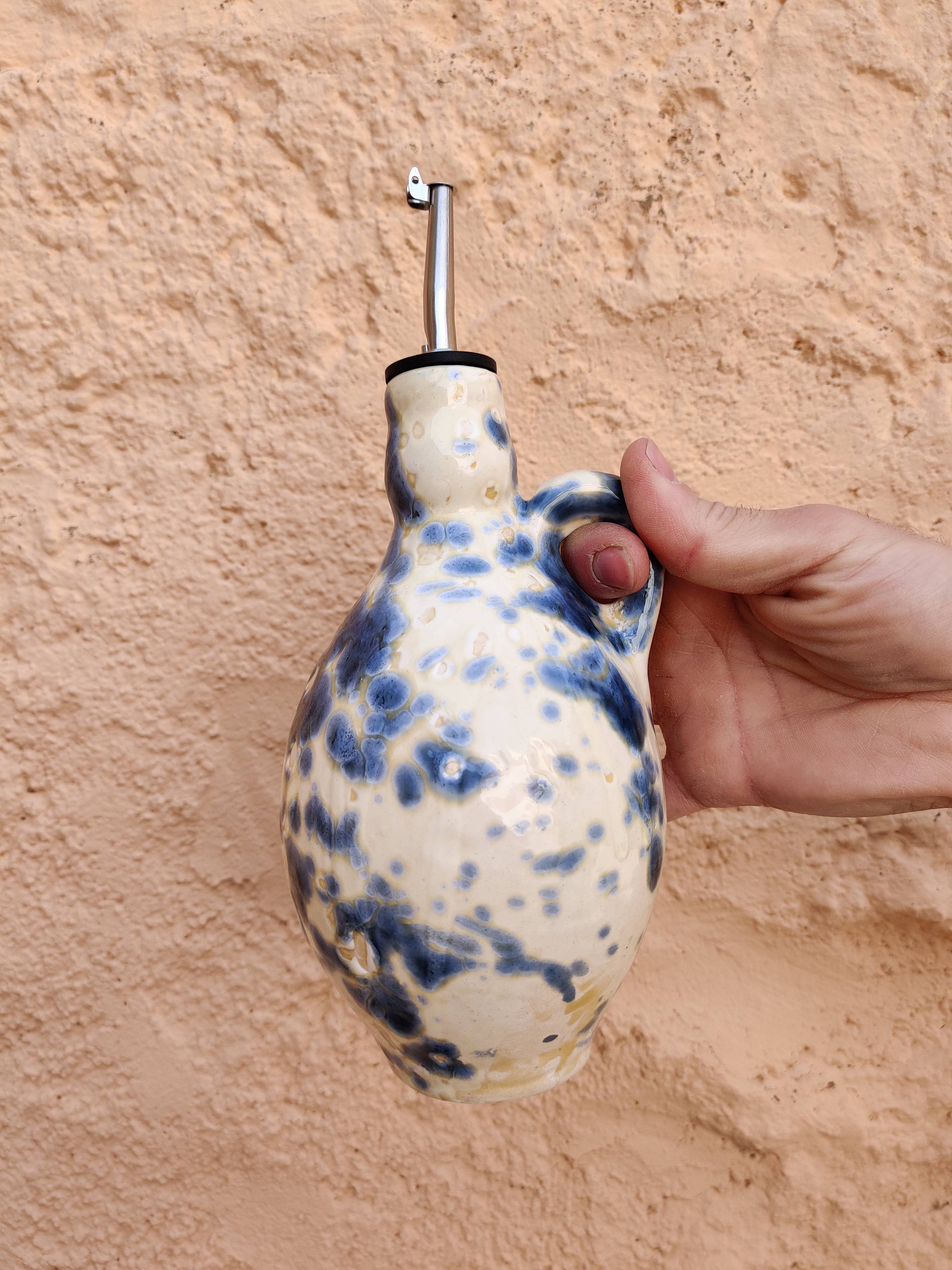 Ceramic olive or vinegar bottle handmade in Spain -