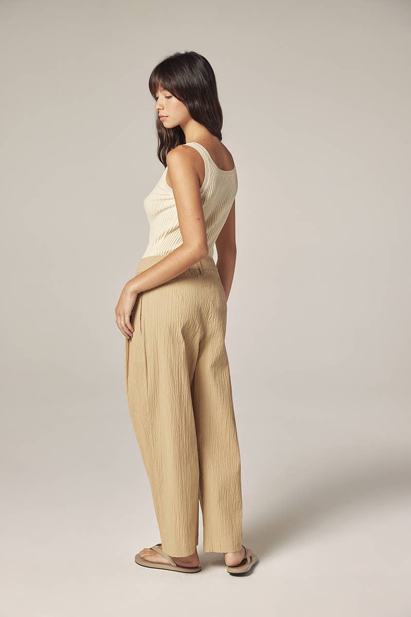 Cotton linen blend rib cami