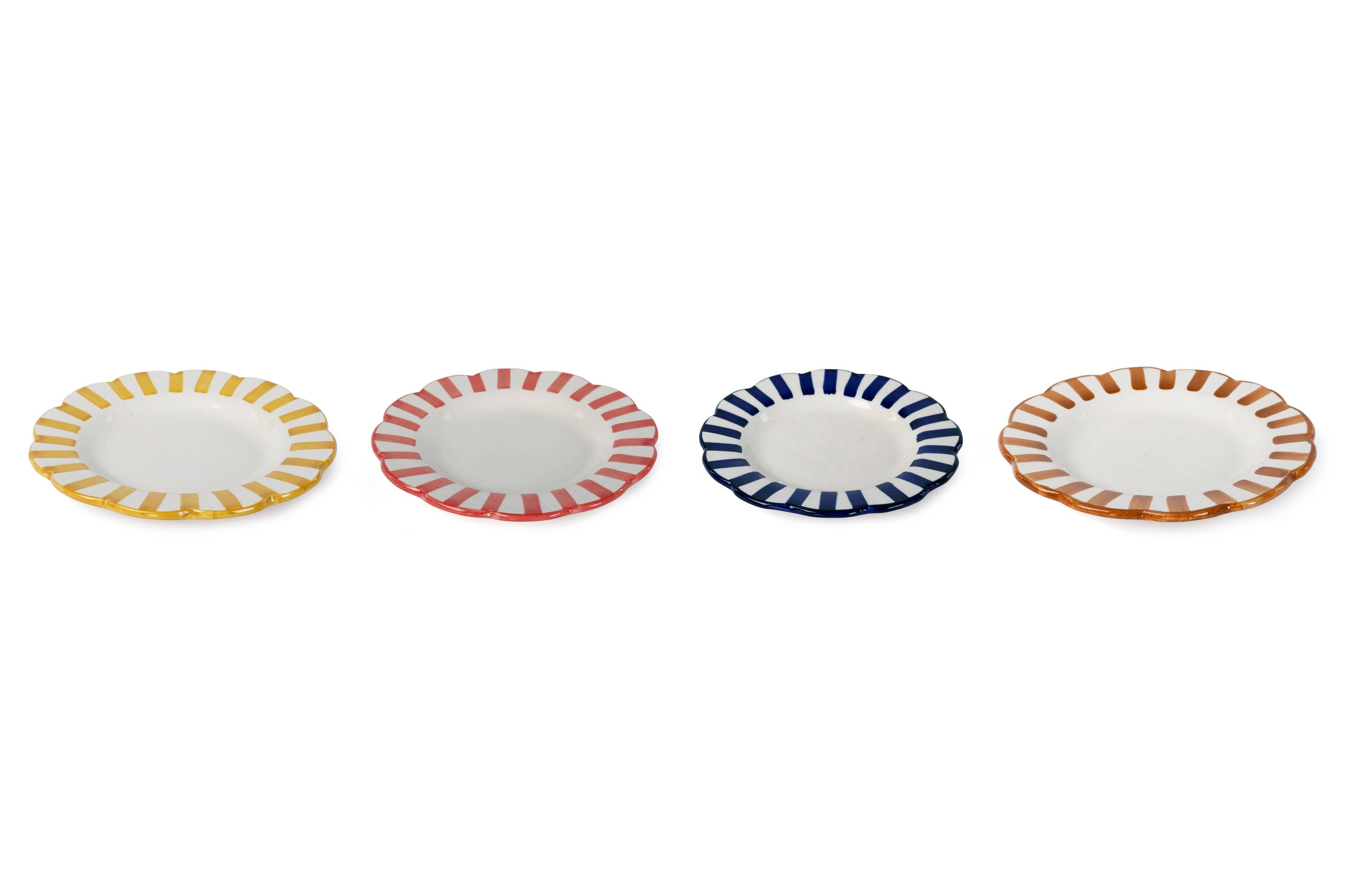 Ceramic stripe Salad Plate, Yellow- 8.25x 8.25 x 1.25 Inches