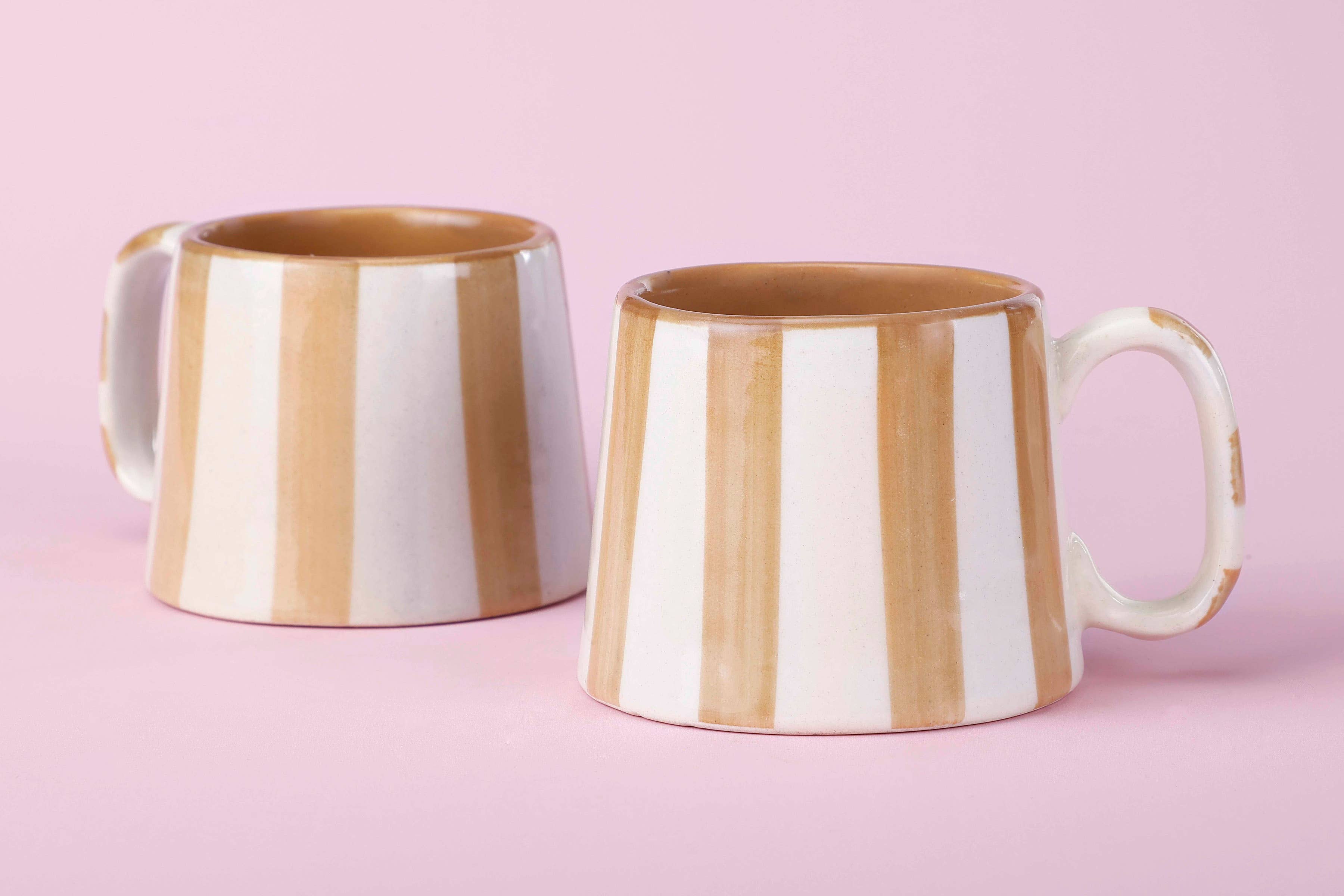 Ceramic Brown Stripe Coffee cup- 220ml