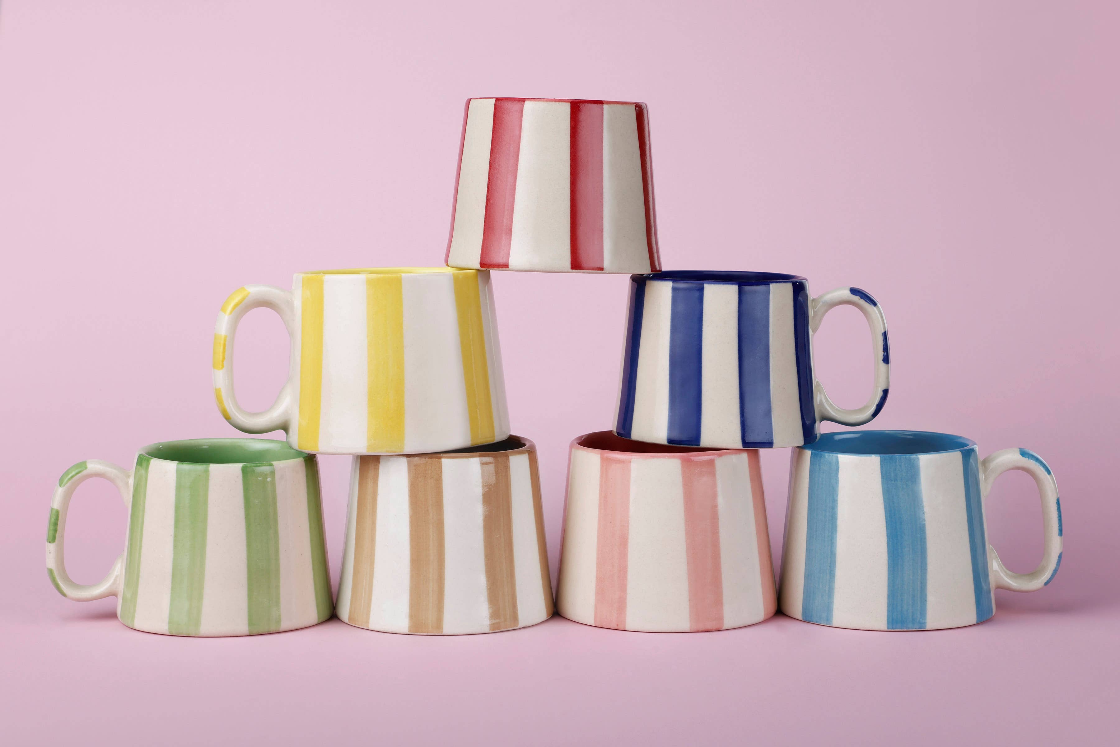 Ceramic Brown Stripe Coffee cup- 220ml