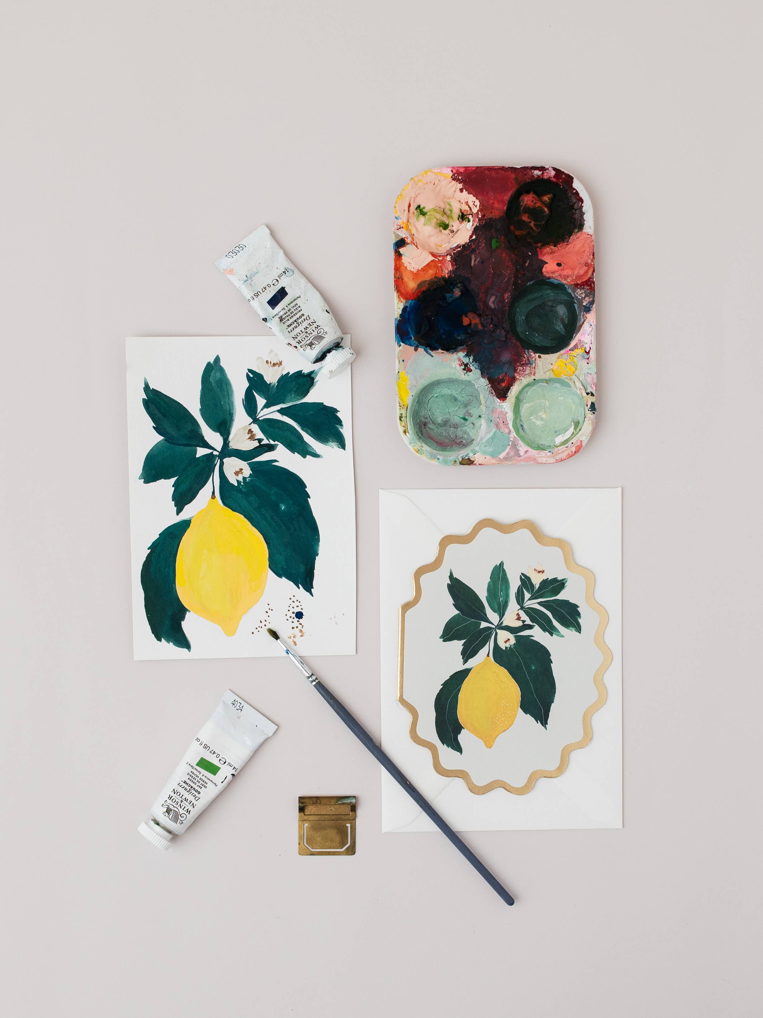 LEMON BOTANICAL FRUIT SCALLOP DIE CUT CARD