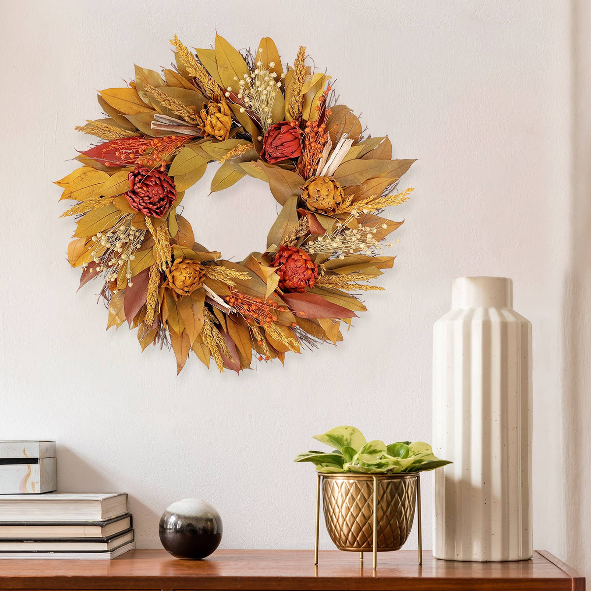 Orange Artichoke Wreath