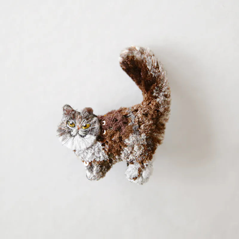 Fluffy Cat Brooch Pin