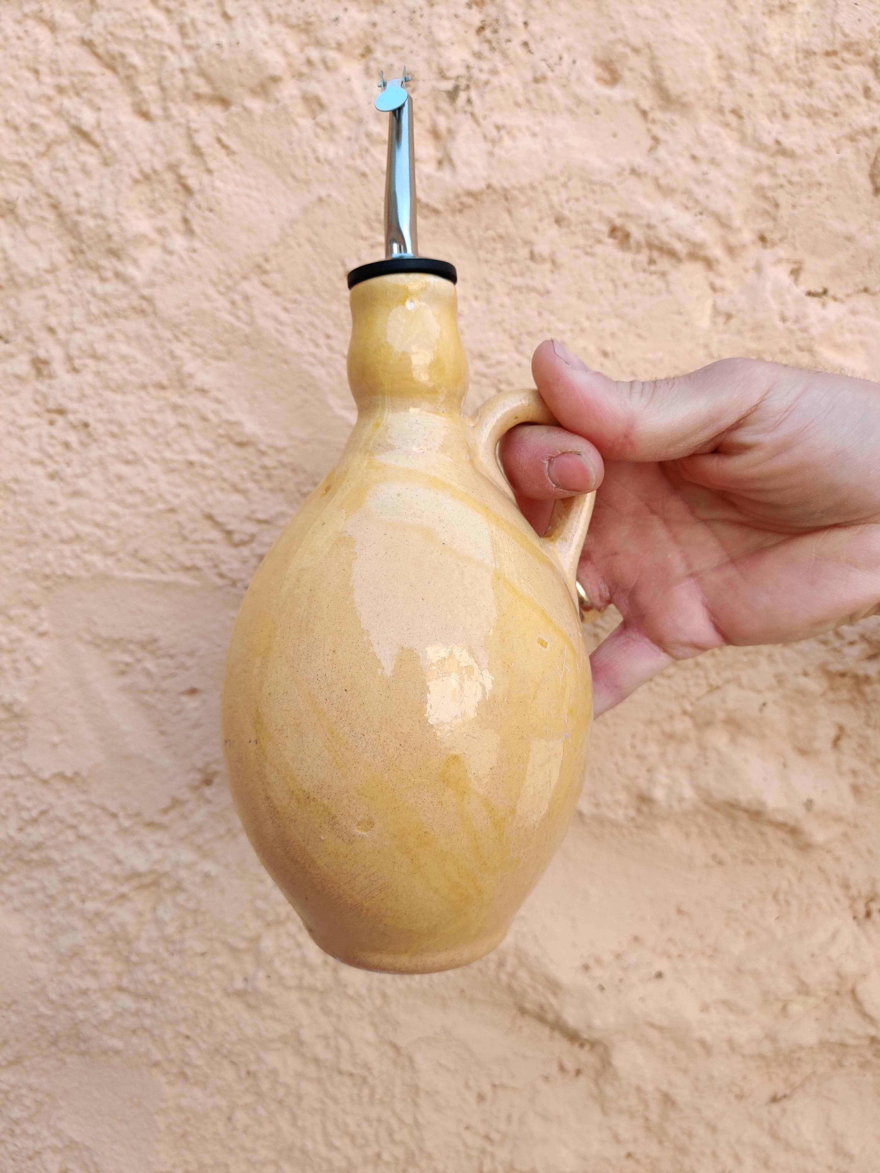 Ceramic olive or vinegar bottle handmade in Spain -