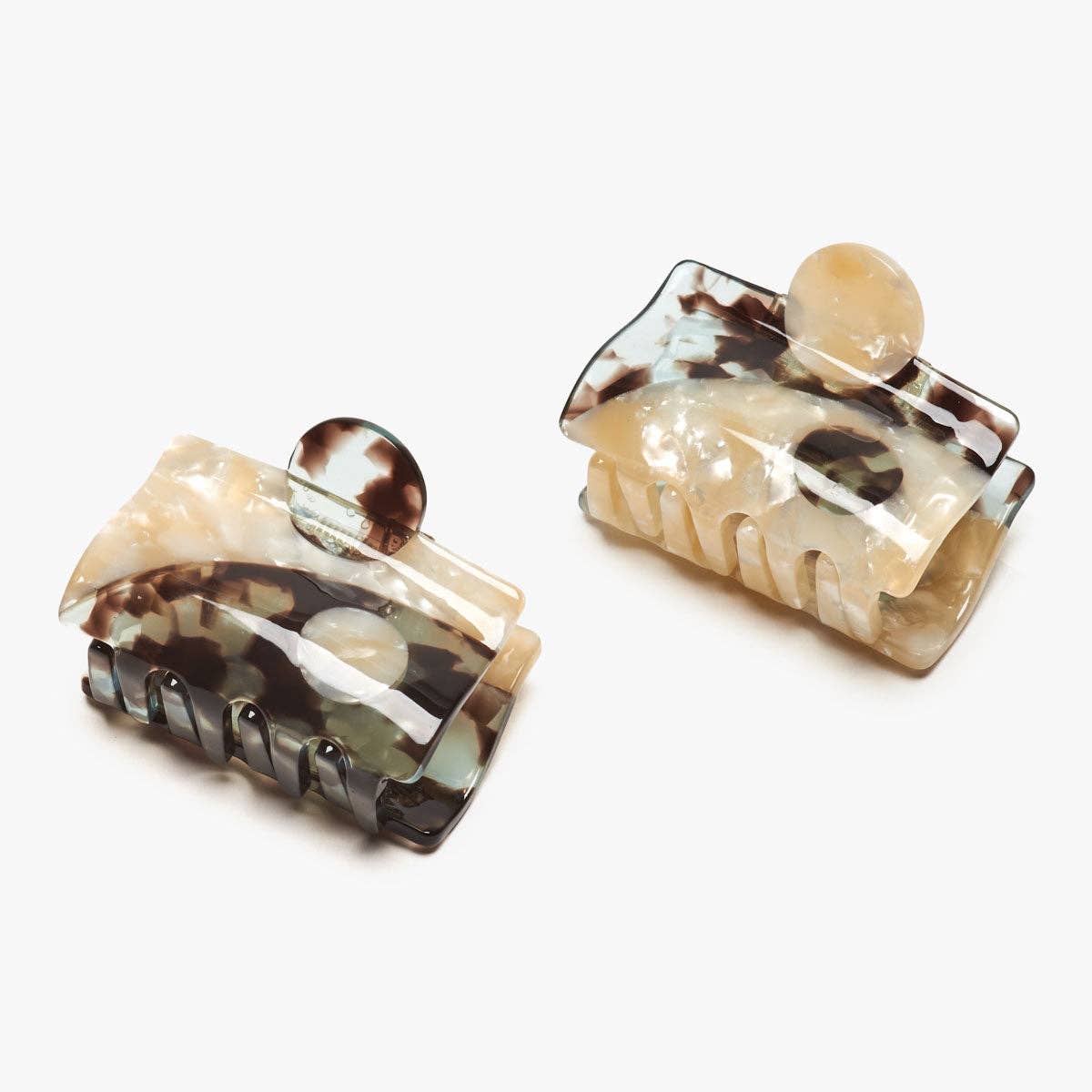 Blue Tortoise Shell Acetate Yin Yang Small Hair Claw Set