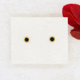 Gem Dot Post Earrings—Black Chalcedony
