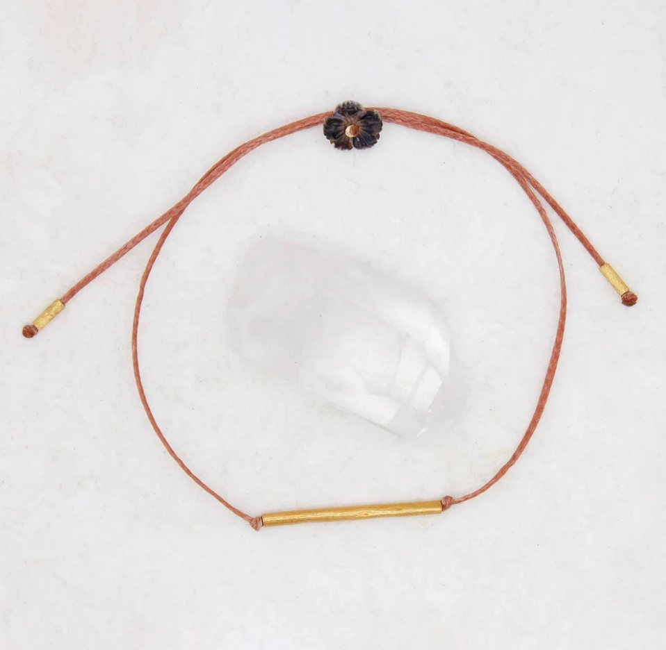 Golden Bar on Taupe Bracelet