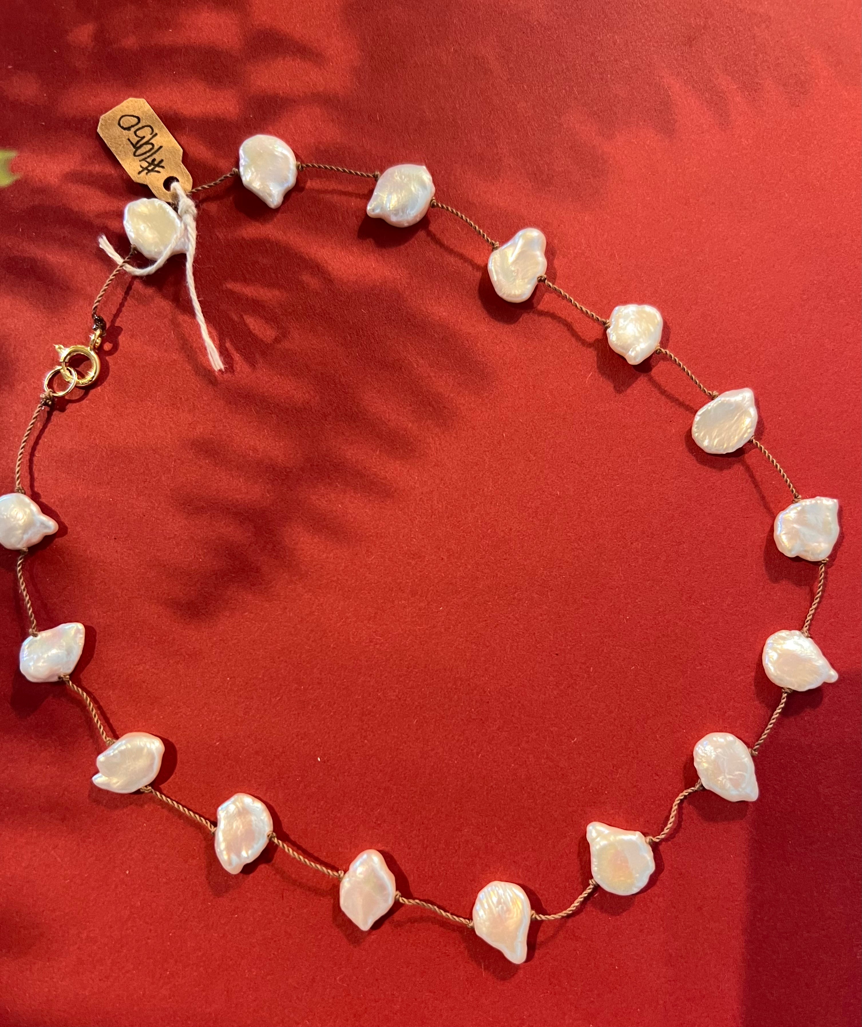 Hand Knot Intermittently Spaced Kechi pearl Chocker