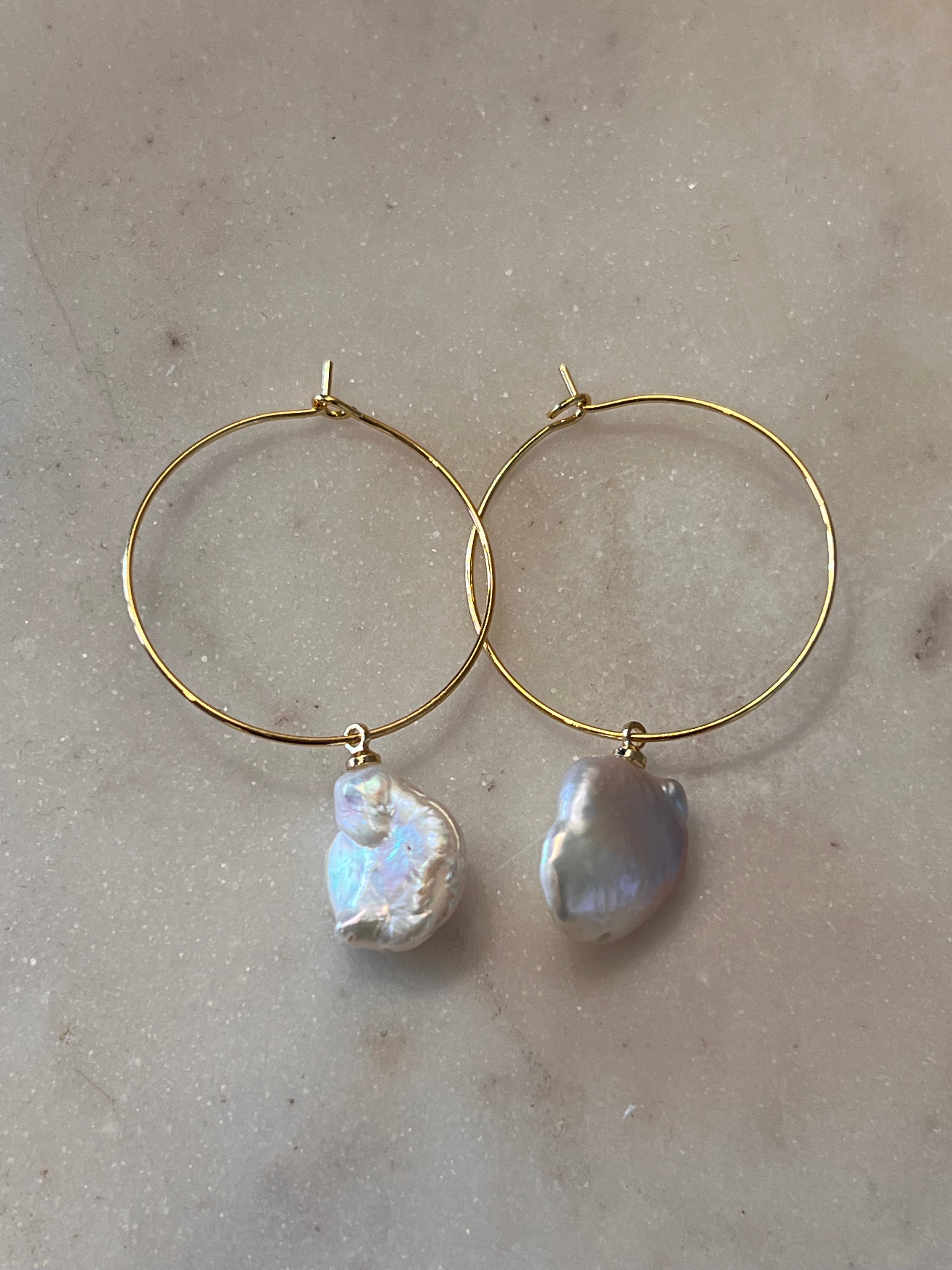 Baroque Pearl Dangler Hoop Earrings