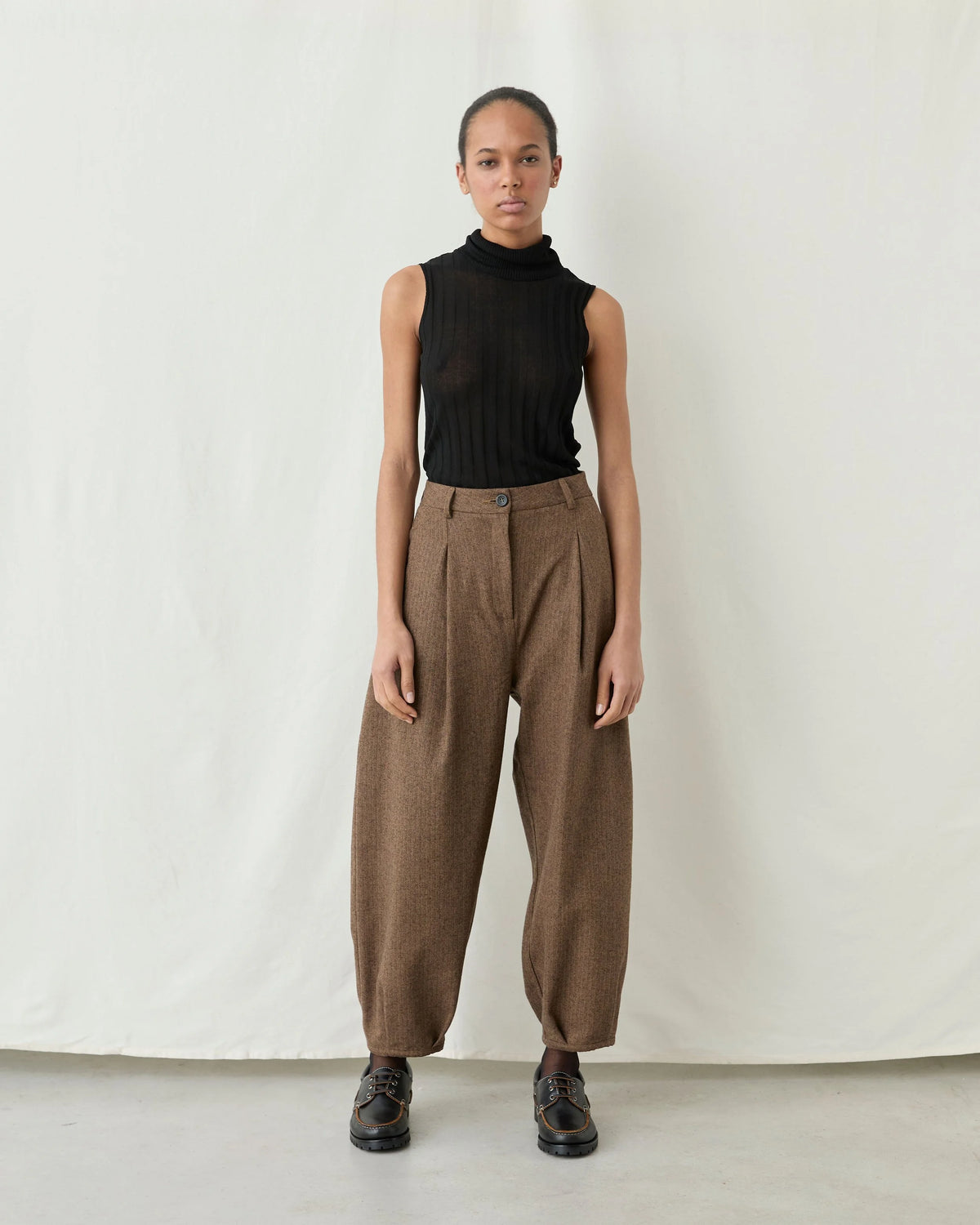 Tango Herringbone Brown Trousers