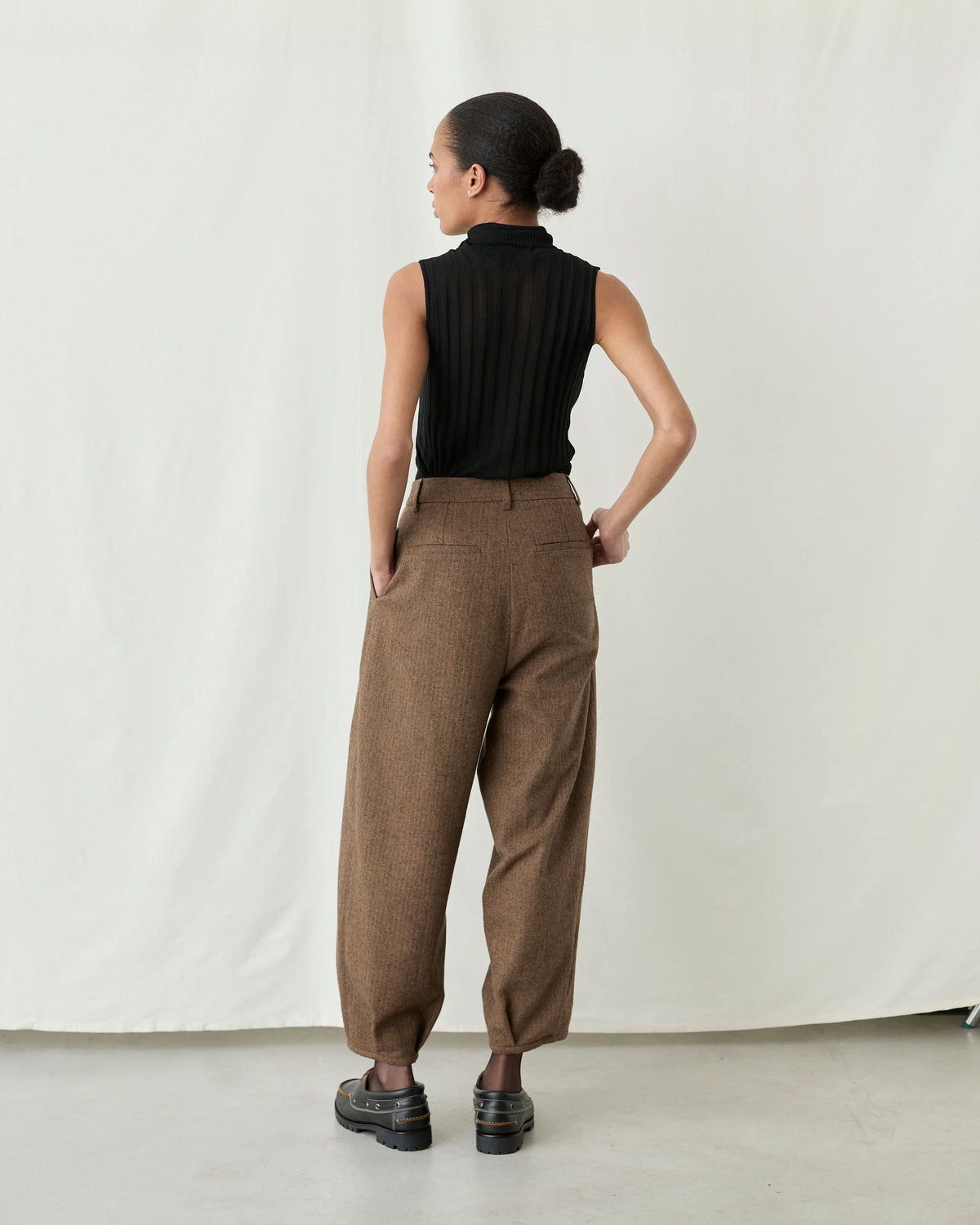 Tango Herringbone Brown Trousers