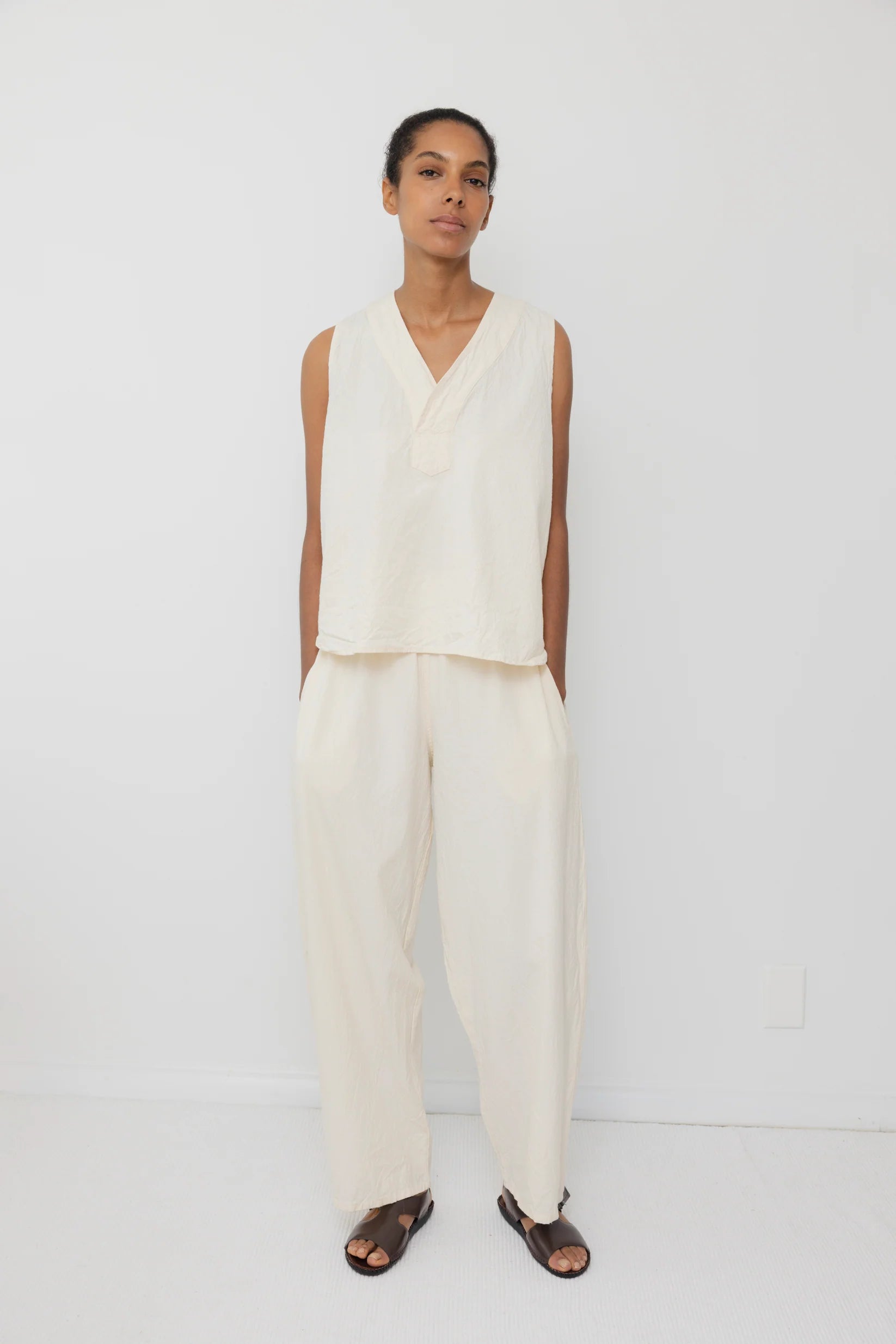 Wide Trouser : Natural