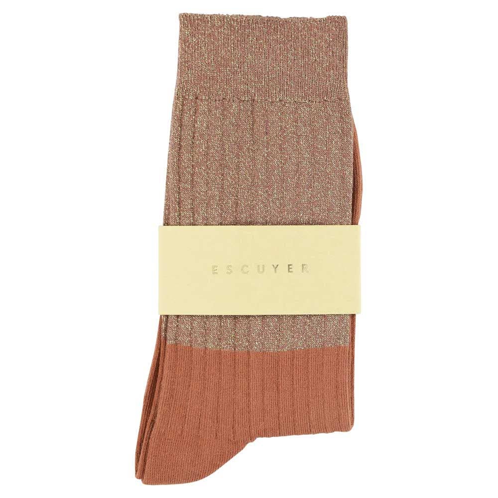 Lurex Block Socks - Gold / Arabian Spice