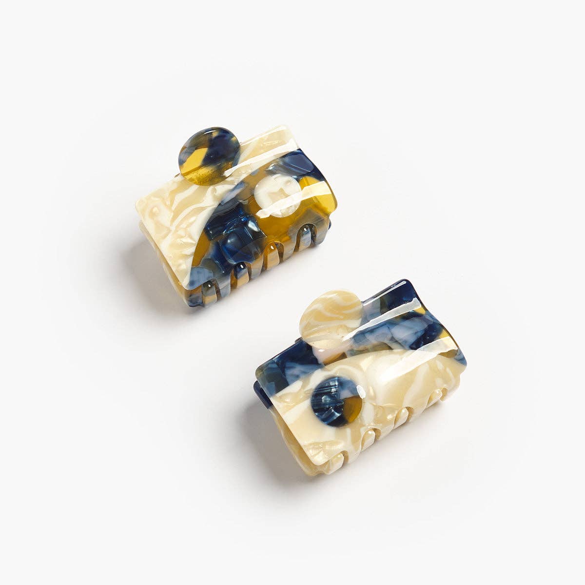 Blue and Amber Acetate Yin Yang Small Hair Claw Set
