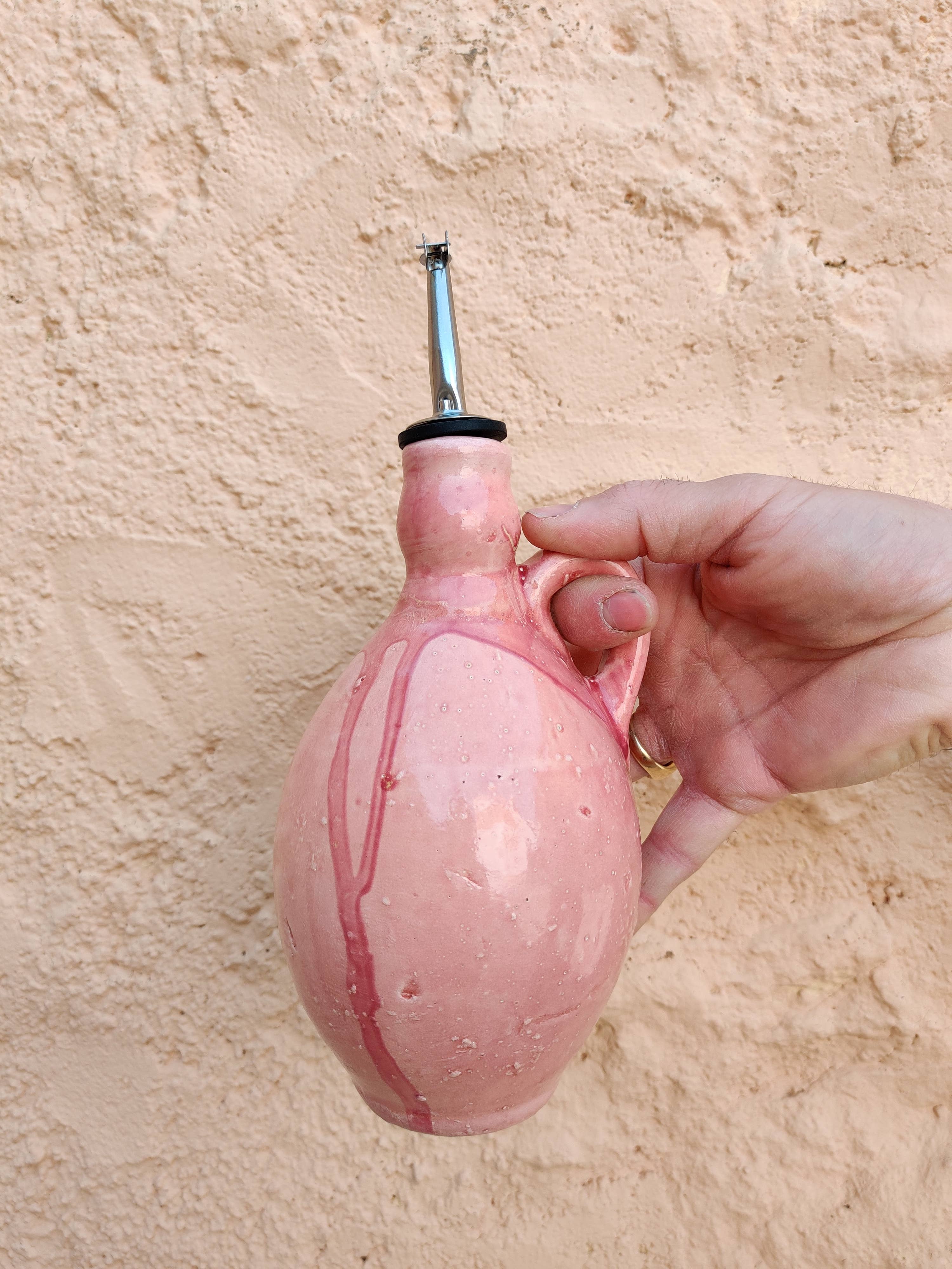 Ceramic olive or vinegar bottle handmade in Spain -