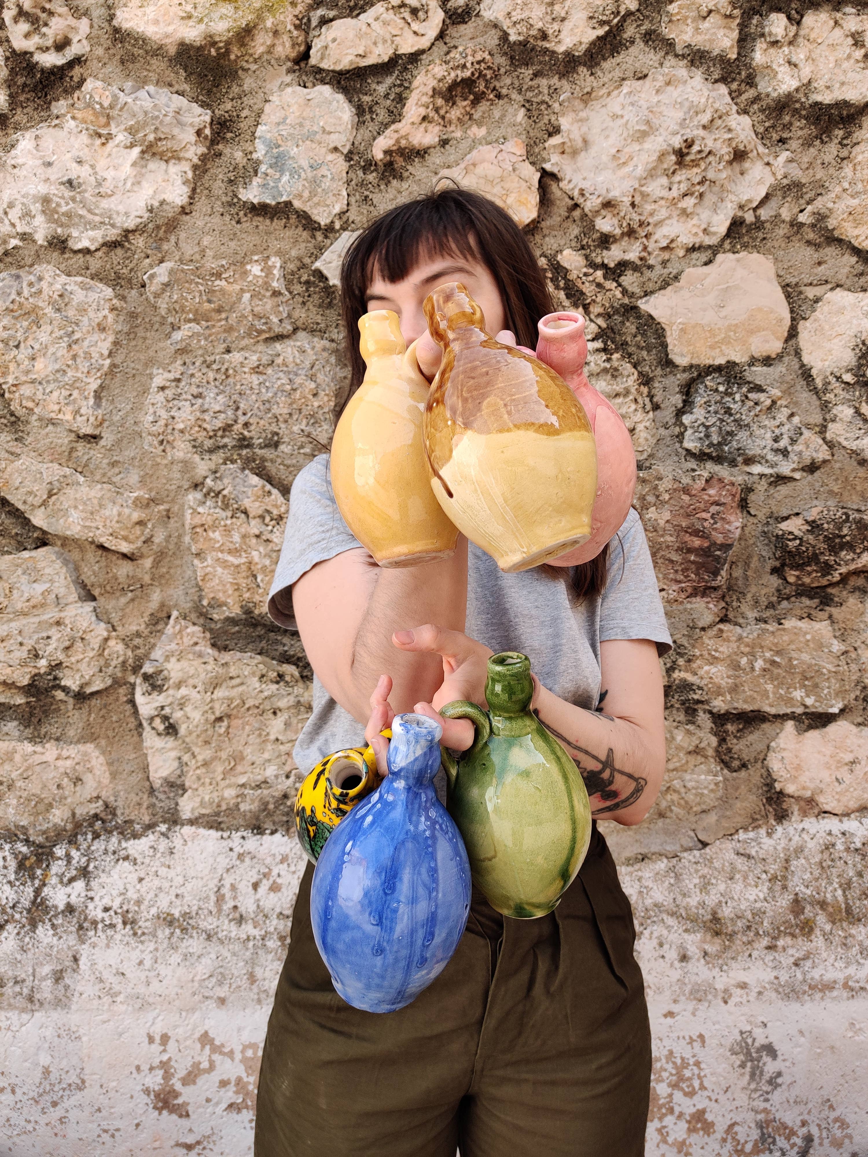 Ceramic olive or vinegar bottle handmade in Spain -