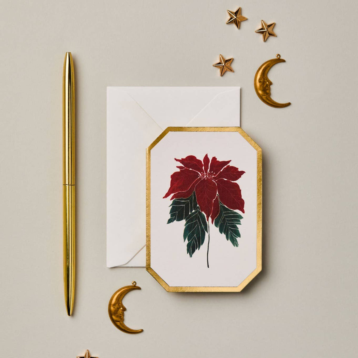POINSIETTA BOTANICAL DIE CUT MINI CARD