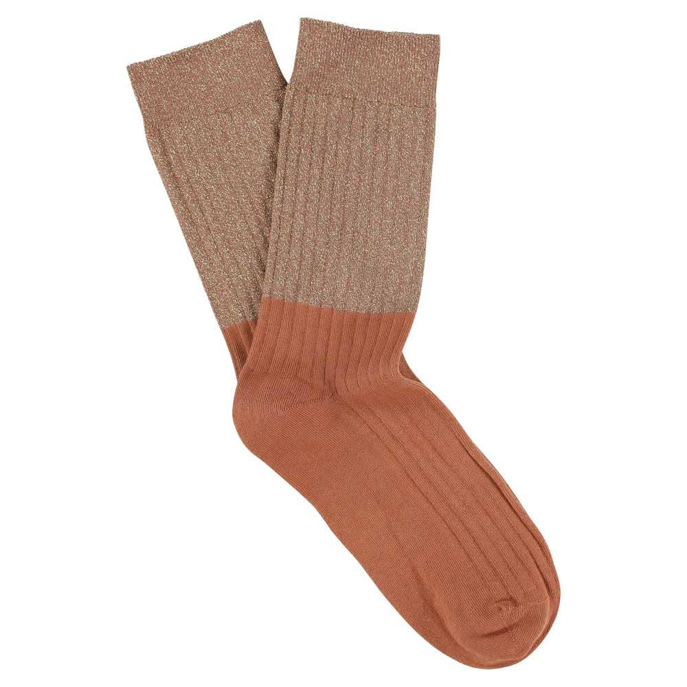 Lurex Block Socks - Gold / Arabian Spice