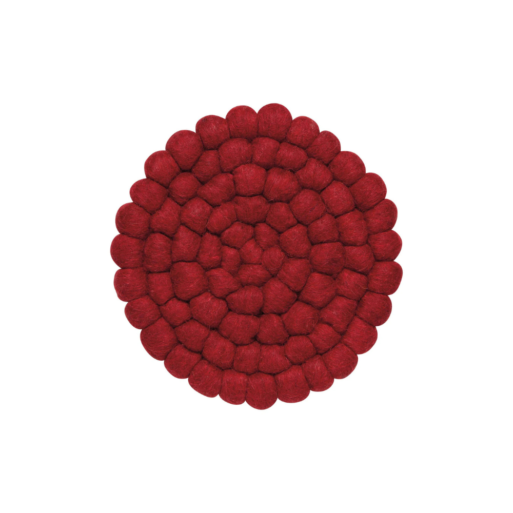 Chili Red Recycled Wool Felt Dot Trivet