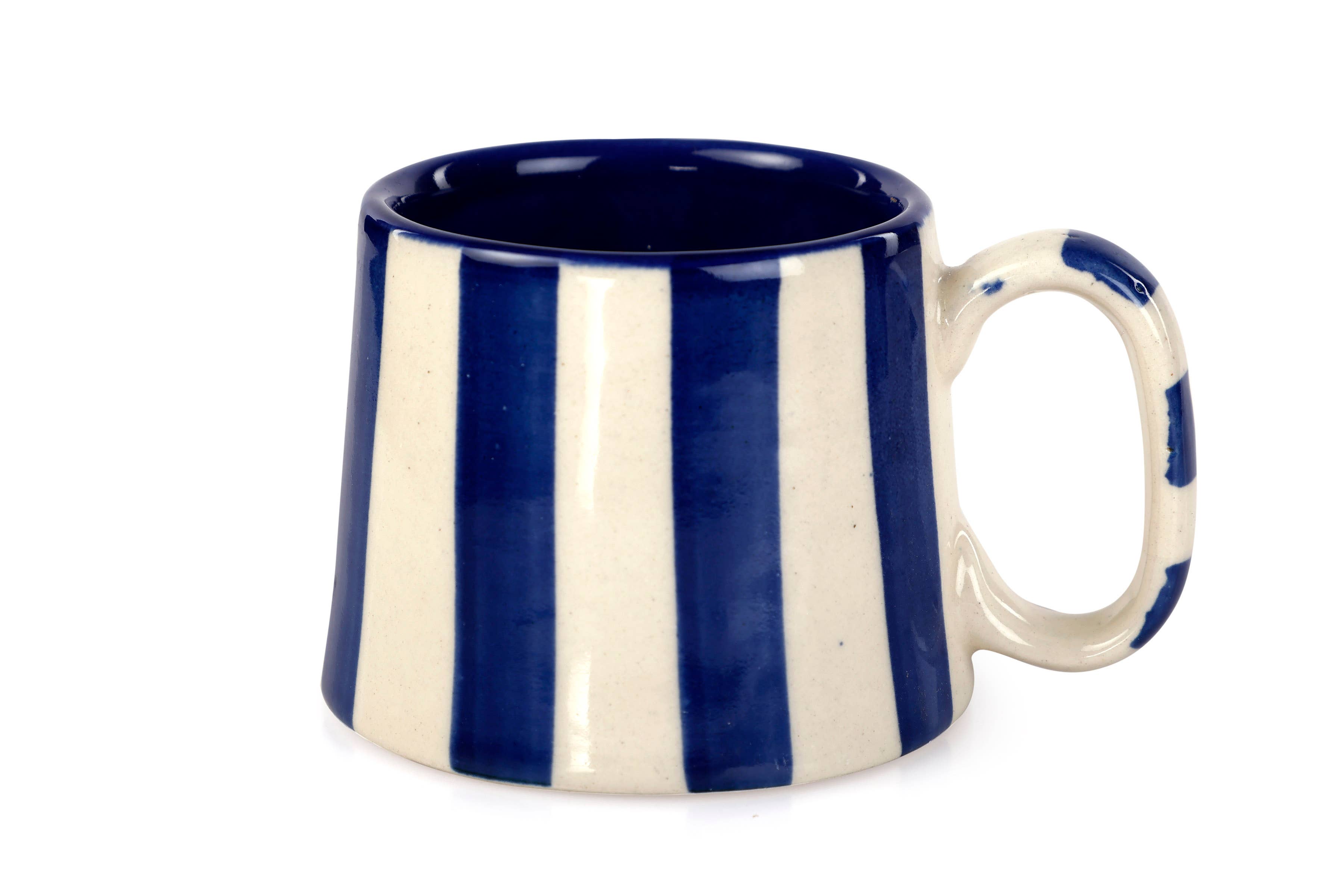 Ceramic Stripe Coffee cup- Dark Blue 220ml