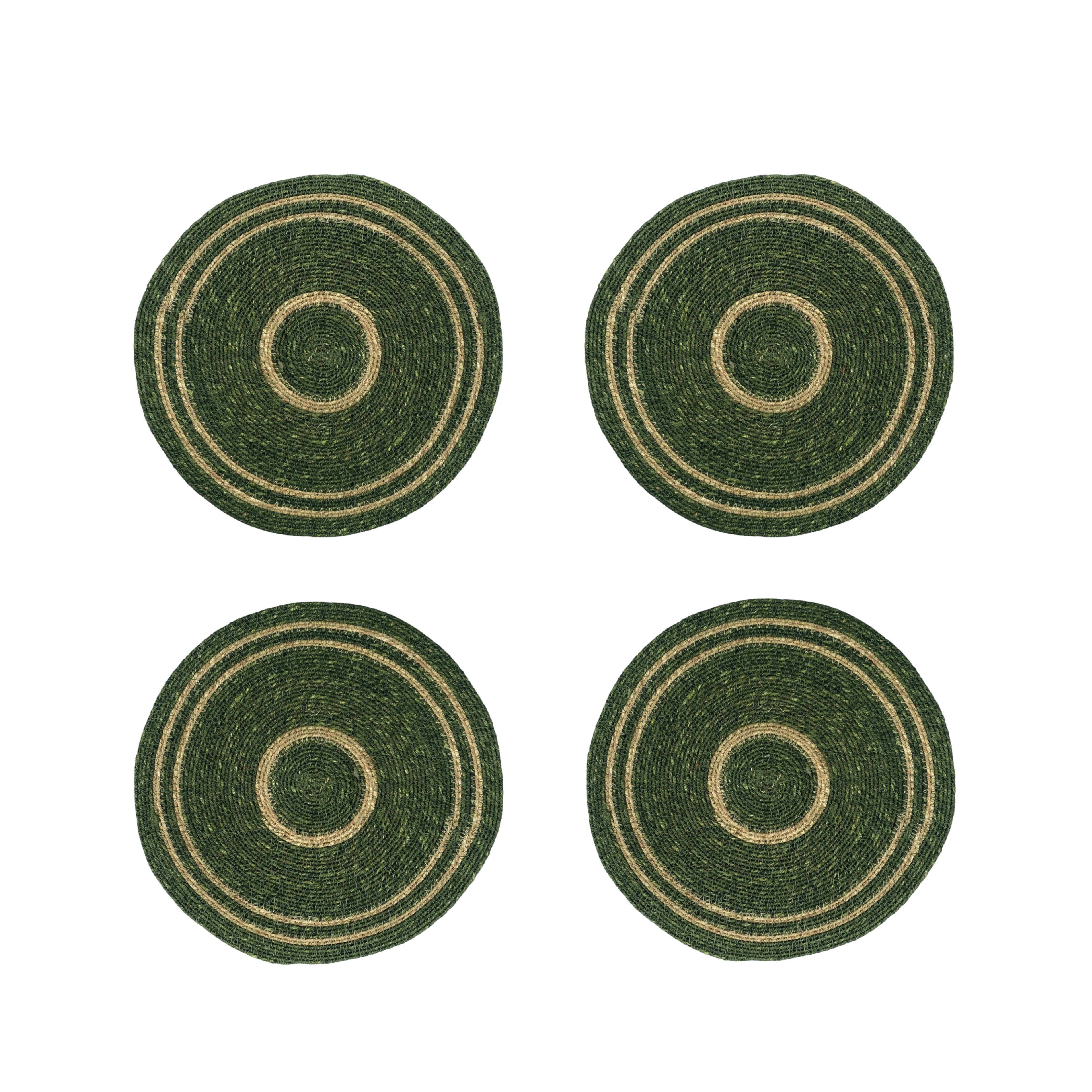 BRITISH COLOUR STANDARD Seagrass Placemat 12.25" in Olive Green / Natural Set of 4