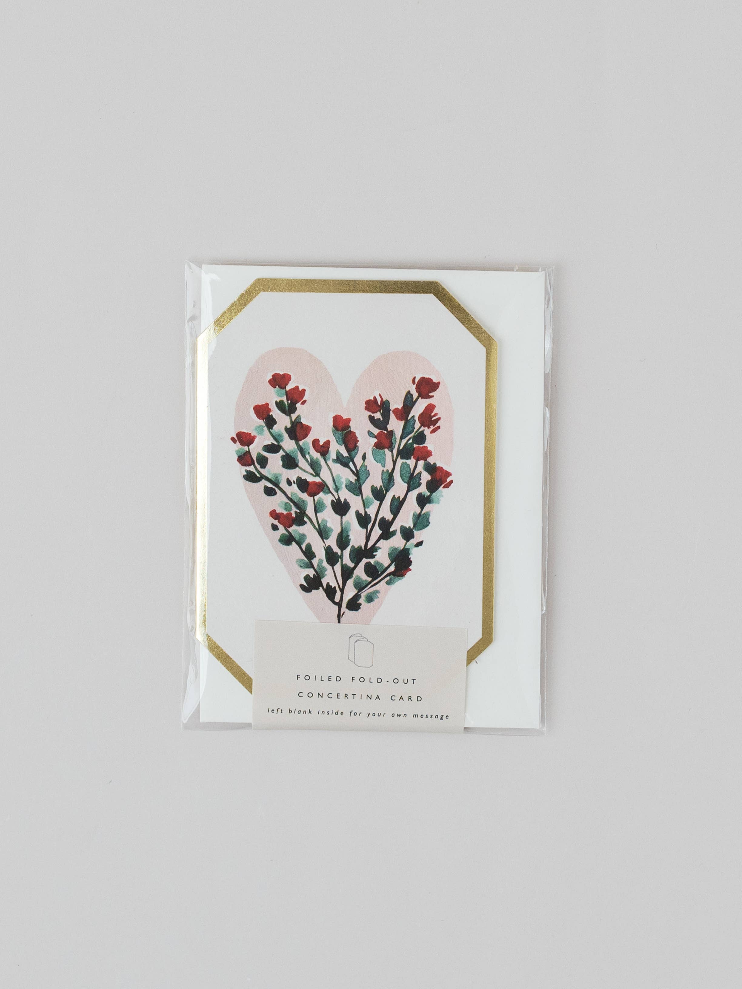 CONCERTINA HEART FLORAL DIE CUT LOVE MINI VALENTINES CARD