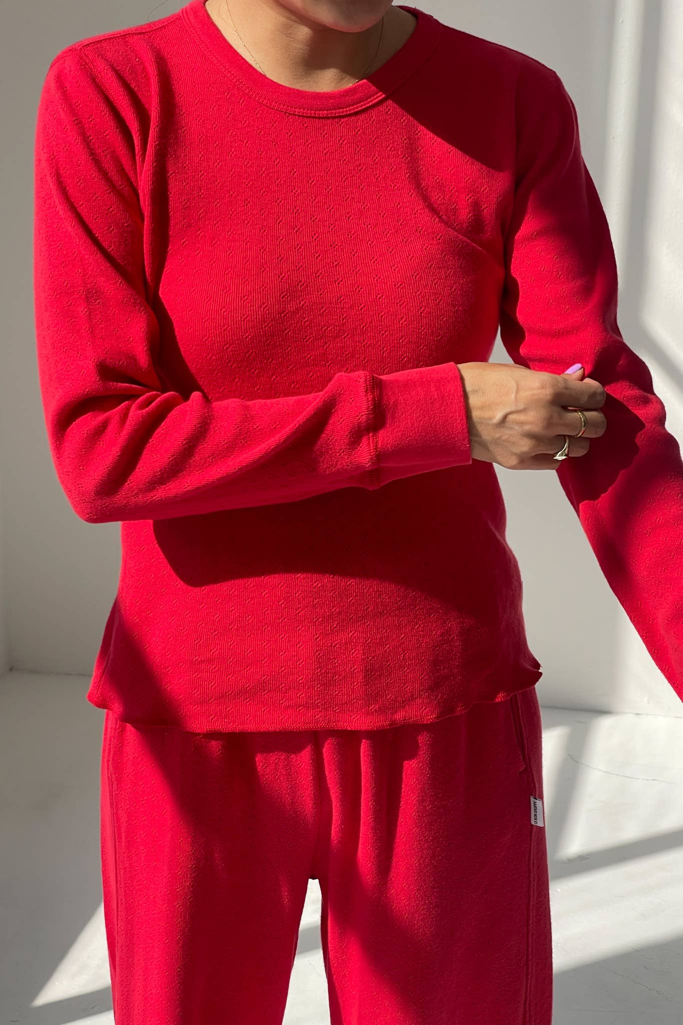 Pointelle Fundamental Tee (2S-2M-1L): RED APPLE