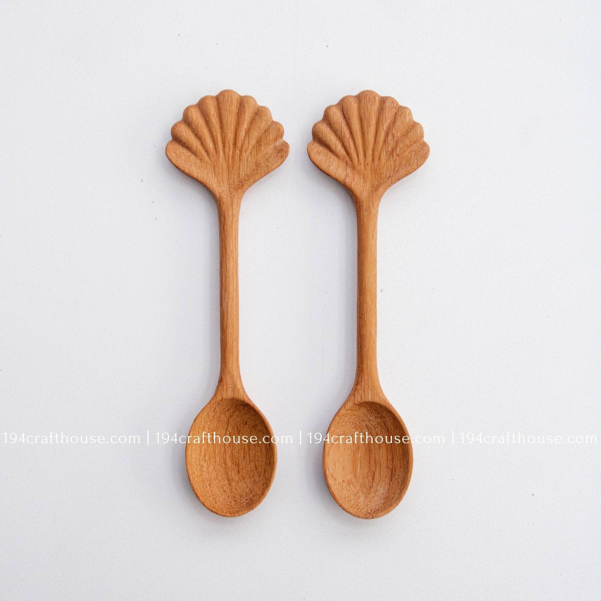 Hand Carved Seashell Shaped Wood Spoon - Home Decor & Gifts
