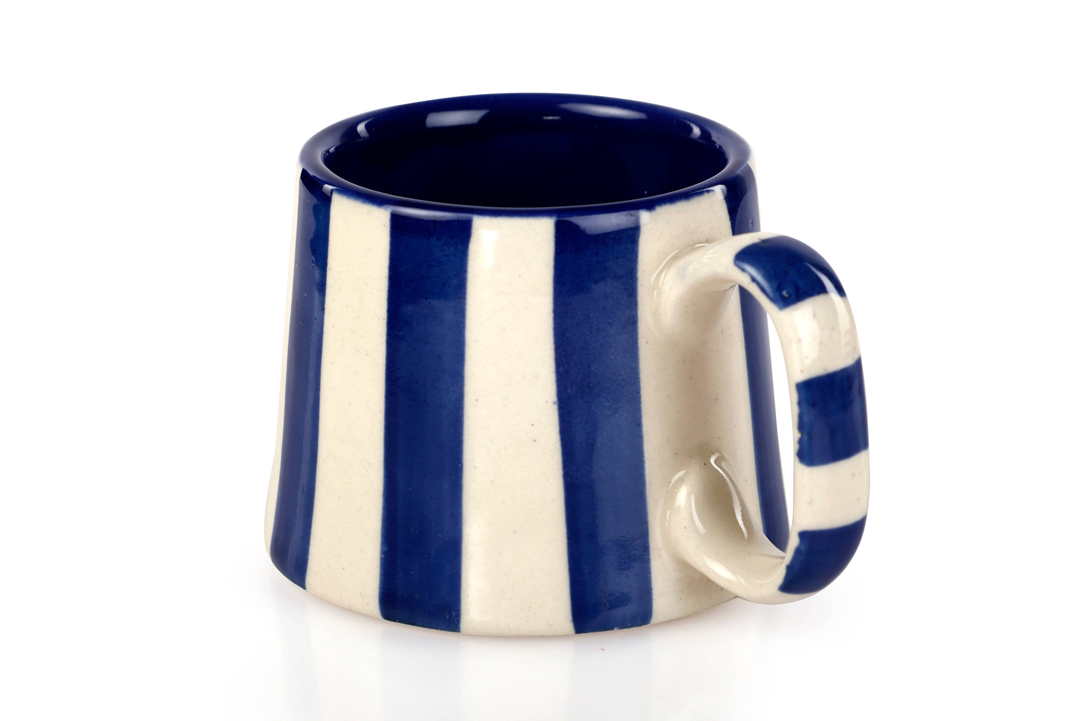 Ceramic Stripe Coffee cup- Dark Blue 220ml