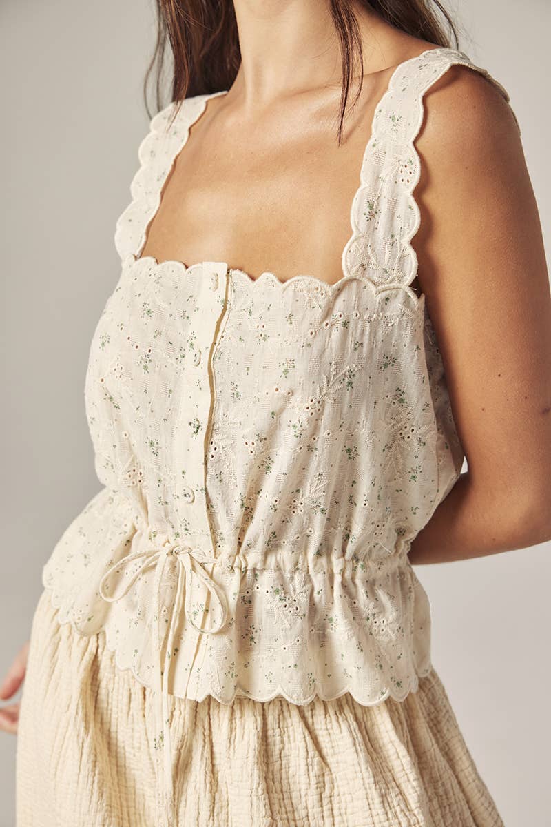 Scallop Lace Tie Top