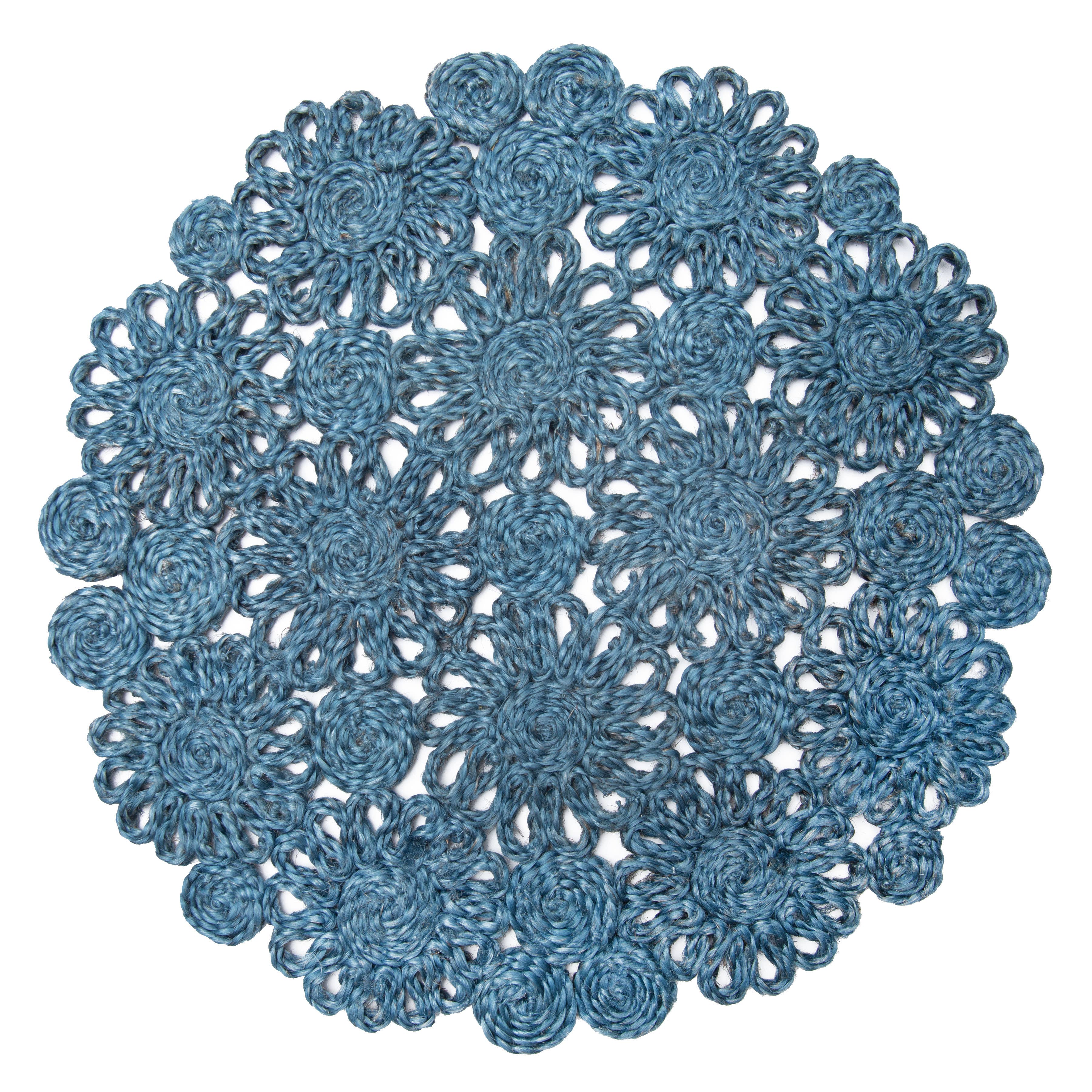Daisy Jute Placemat | Blue Jean | 15" Round | Set of 4