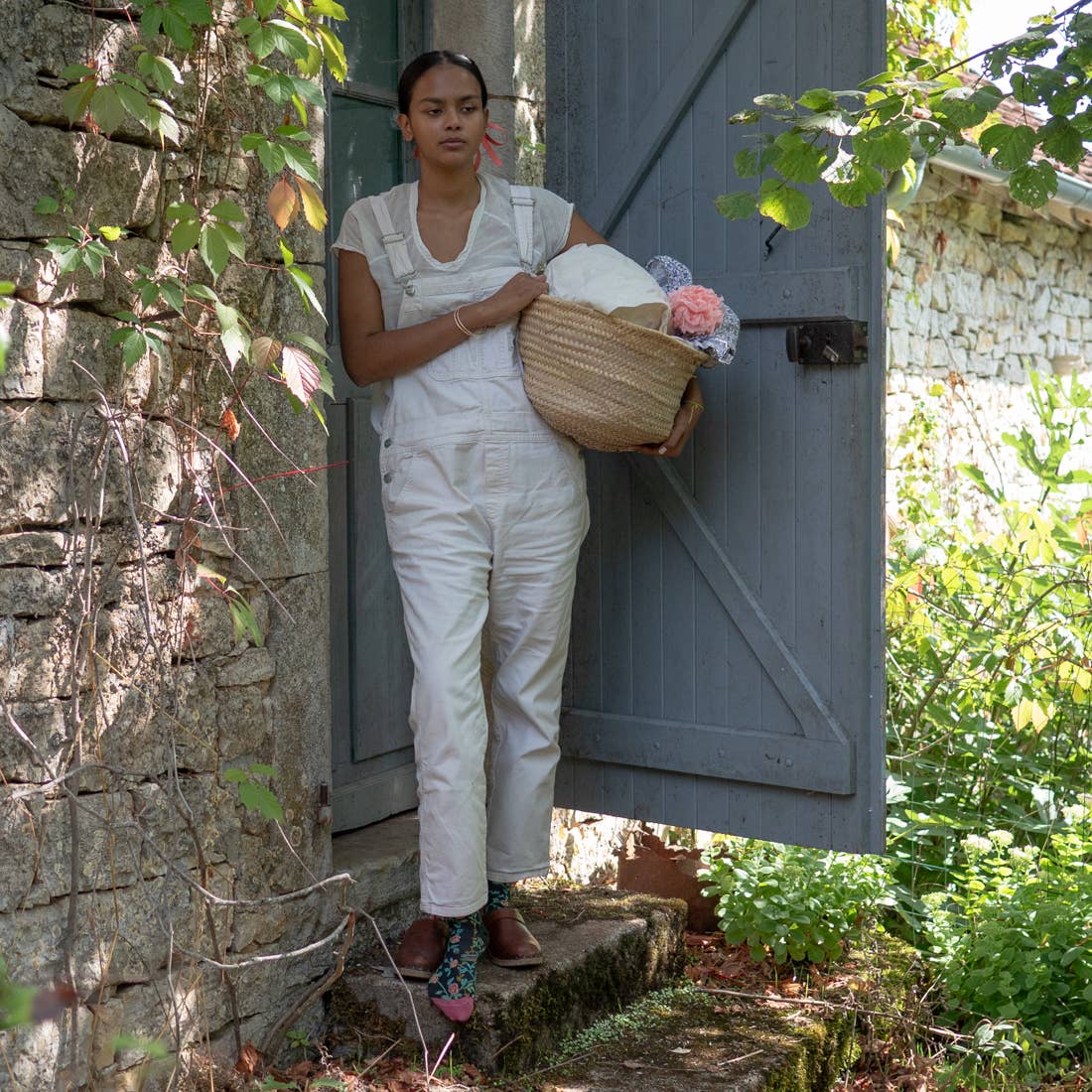 Sock Flowers and Birds Faux Black