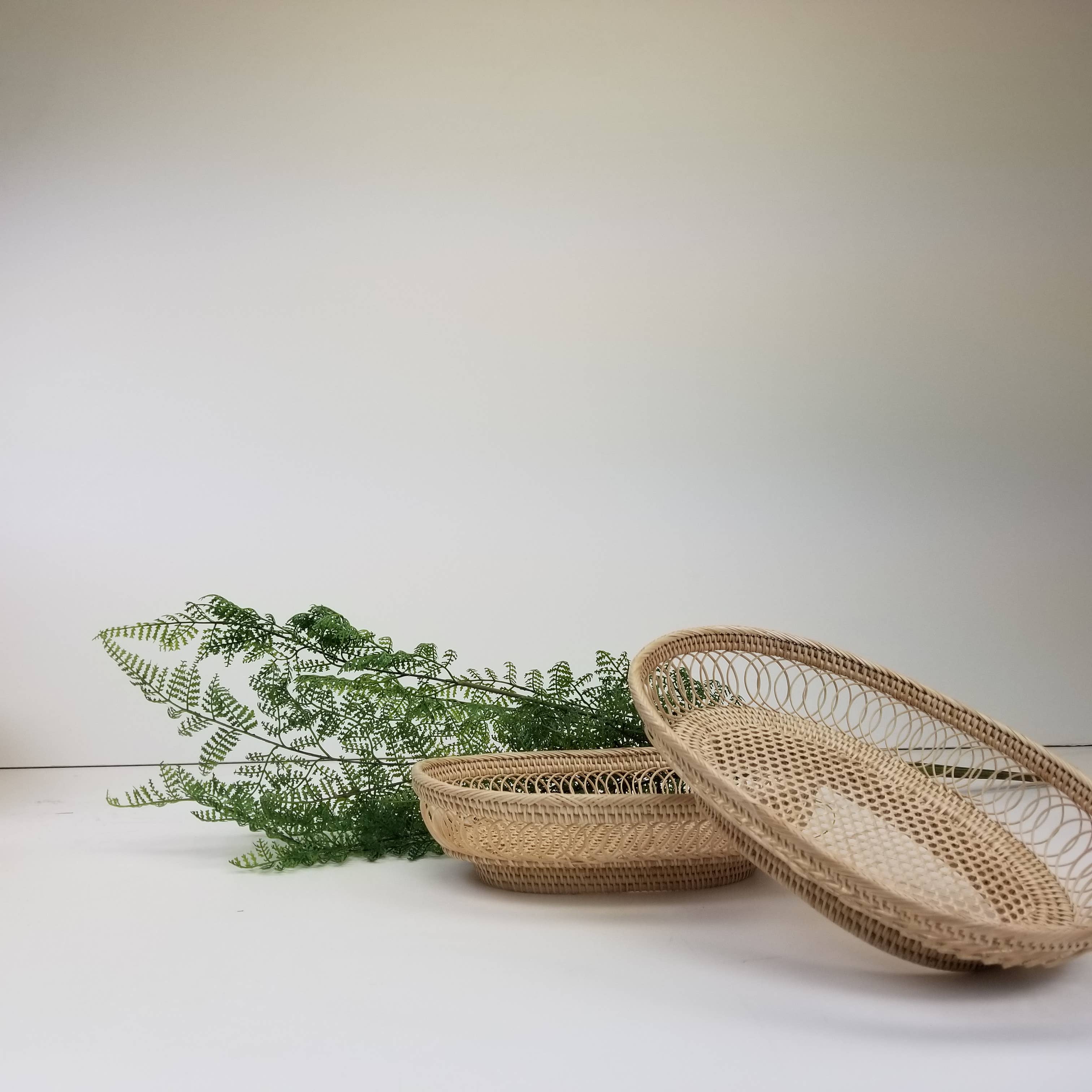 Oval Mesh Rattan Catchall