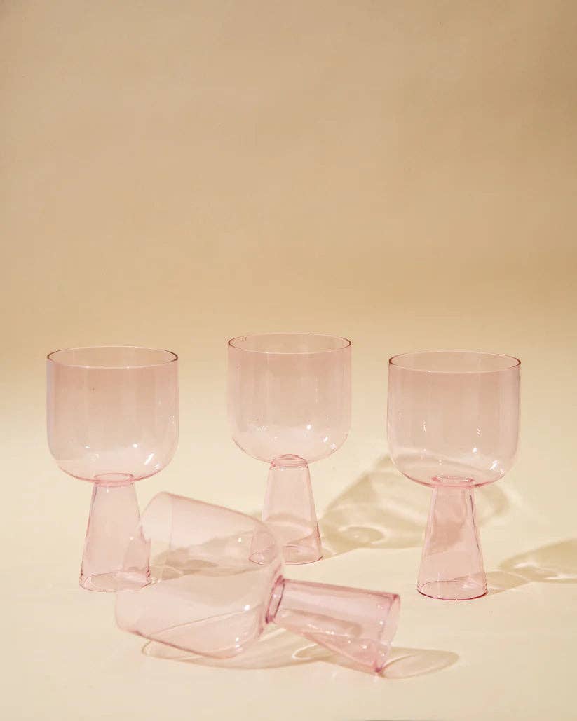 Aria Pink Glass Dessert Bowls - 3 x 5.75 Inches, 9.45 oz