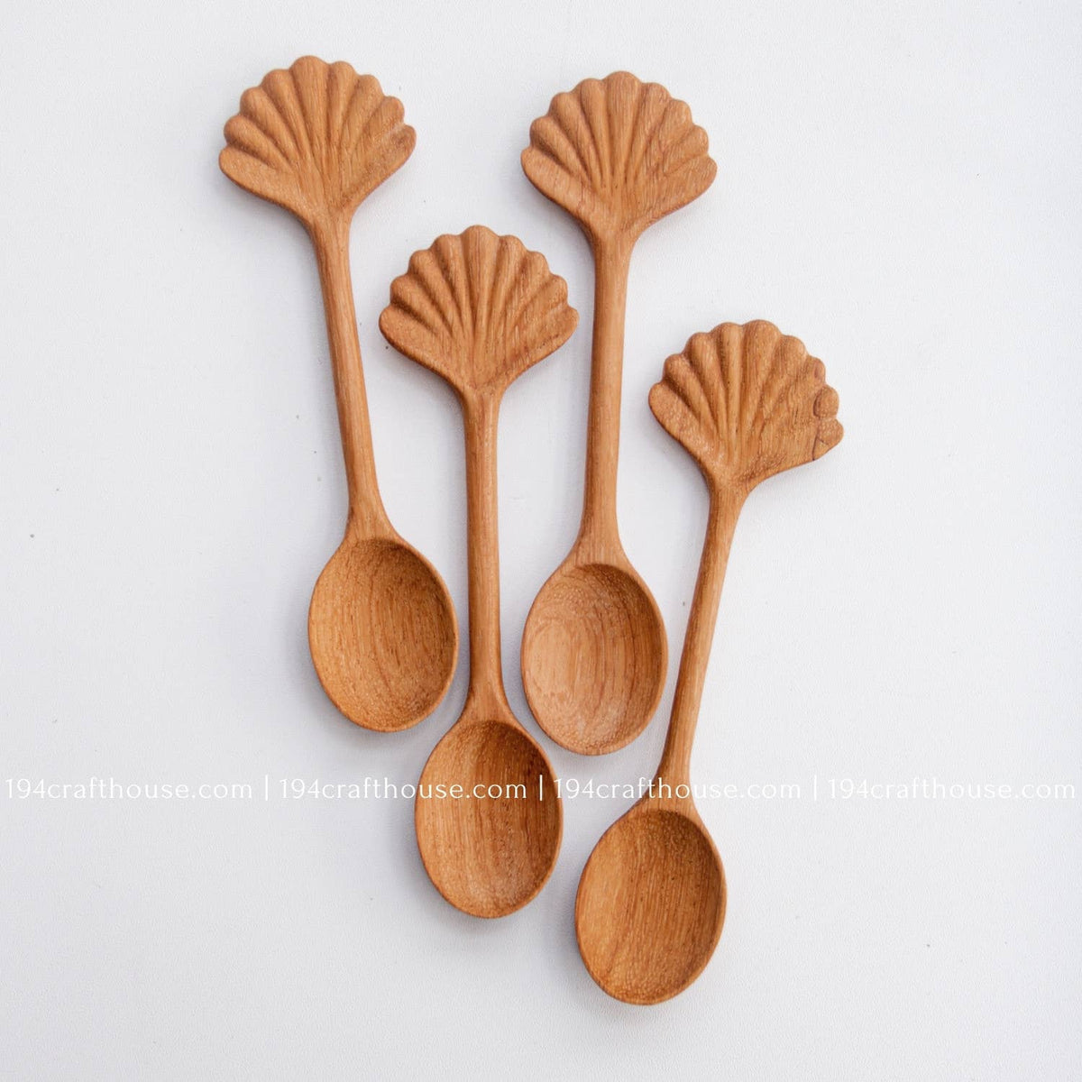 Hand Carved Seashell Shaped Wood Spoon - Home Decor & Gifts