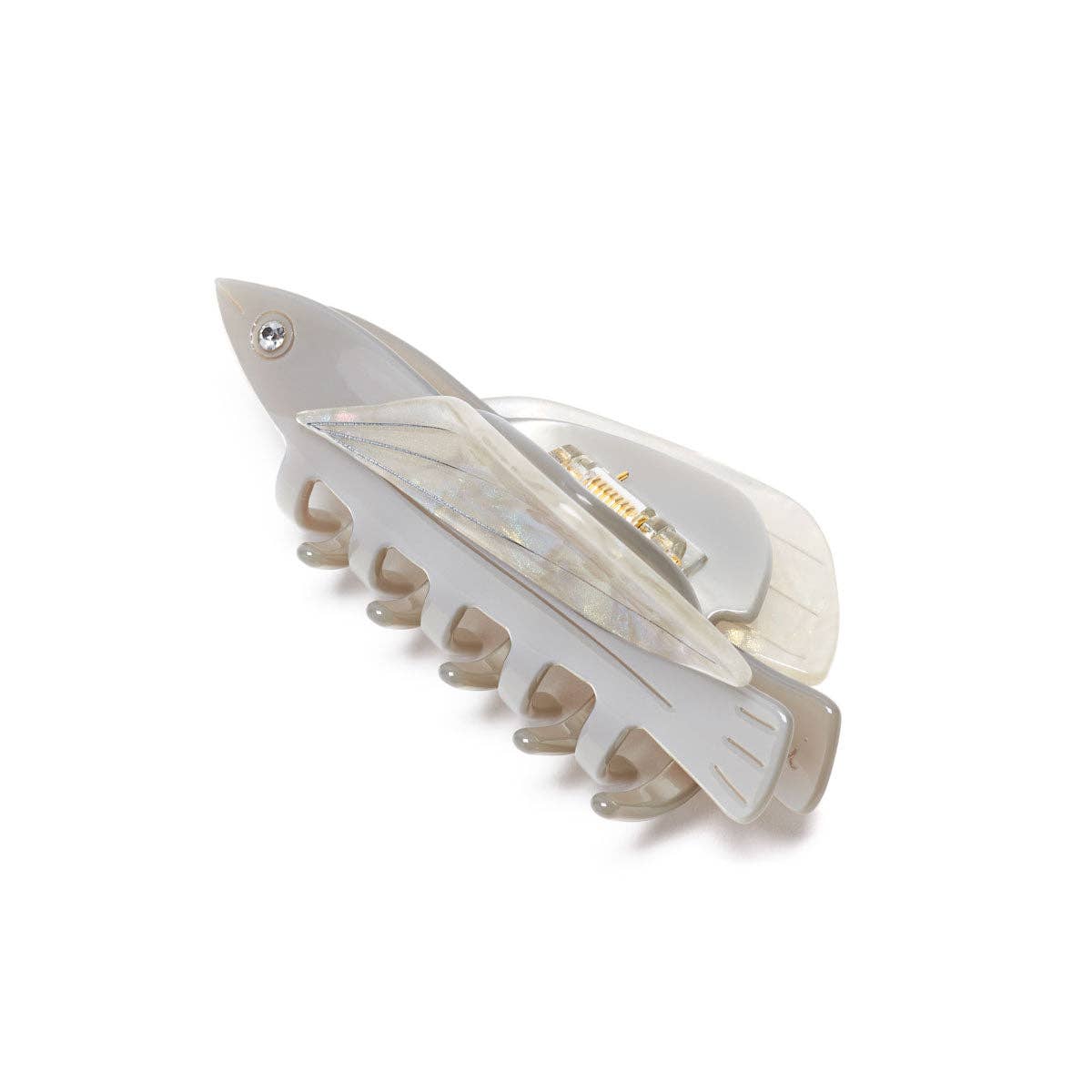 Flying Fish Silver Acetate  Hair Claw Clip with Rhinestone